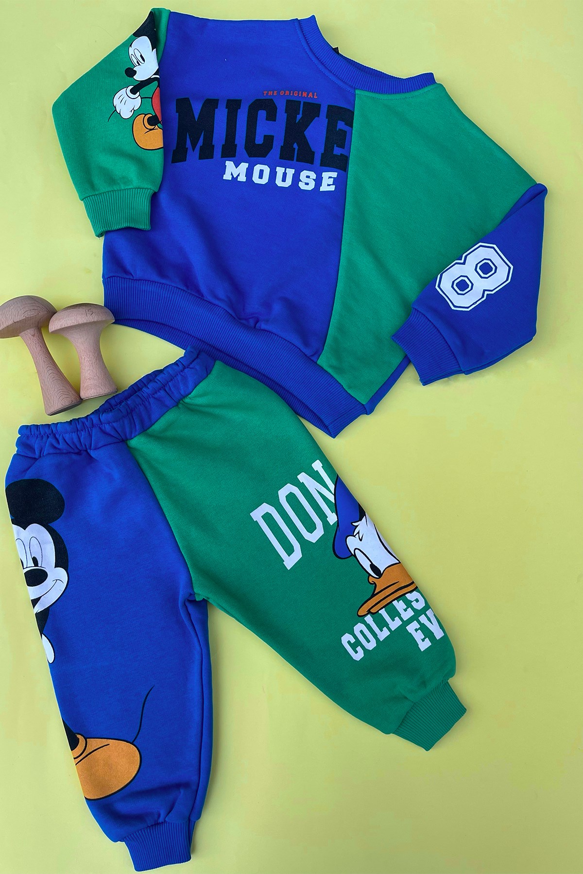 Mavi-Yeşil Baskılı Mickey Mouse Takım