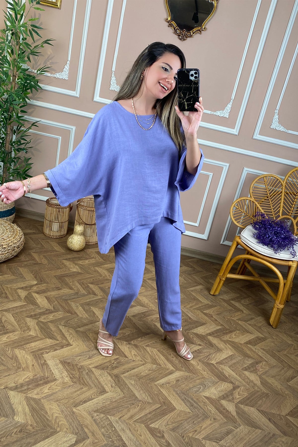Oversize Lila Keten Bluz