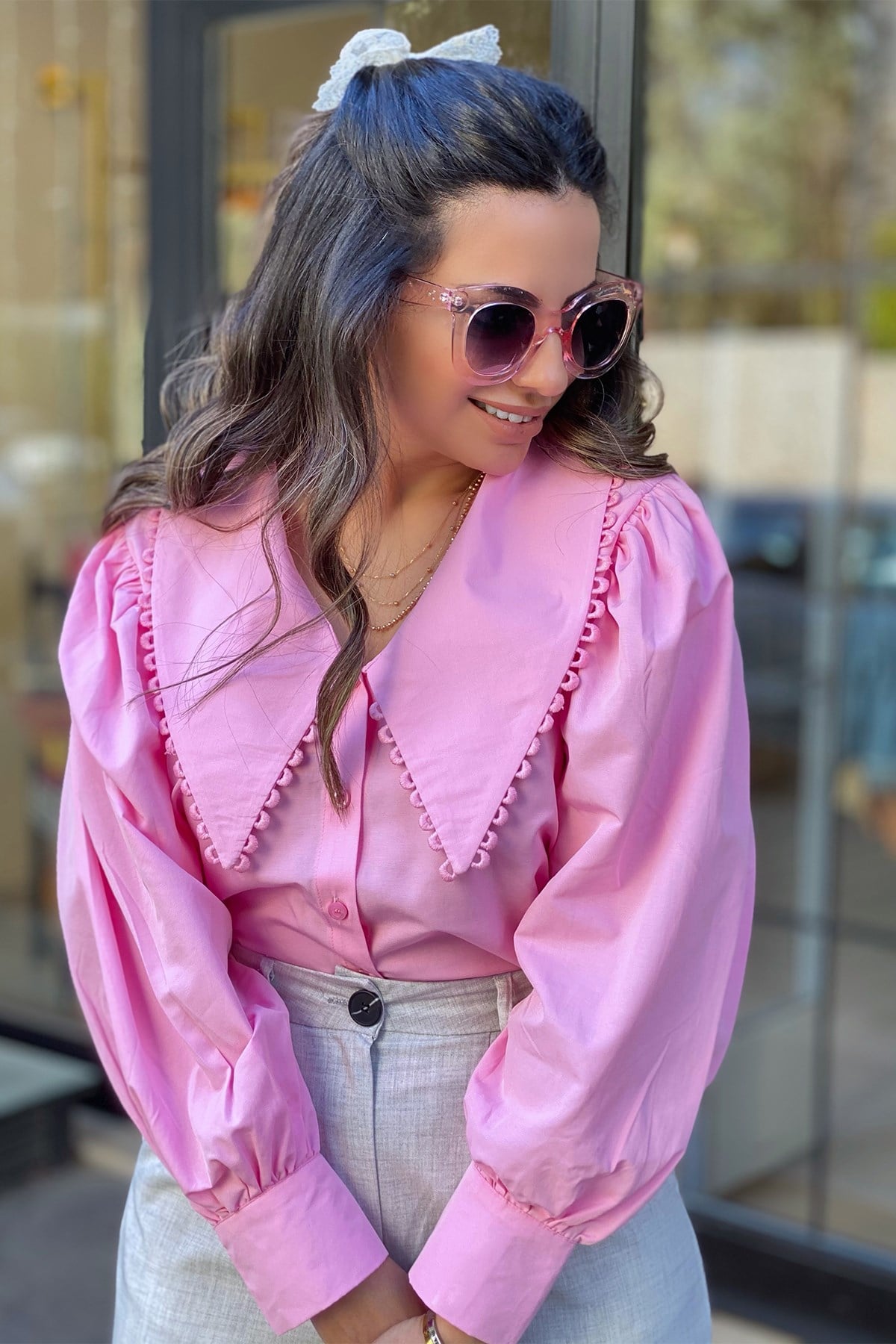 Pembe Bebe Yaka Gömlek