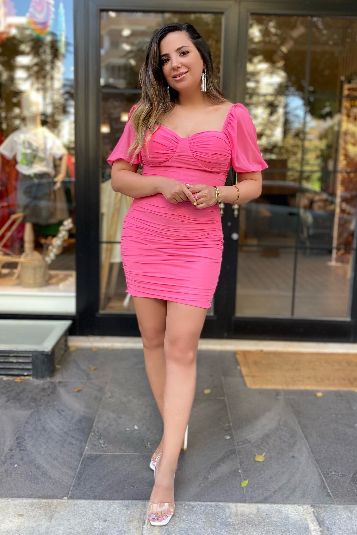 Pembe Drapeli  Elbise
