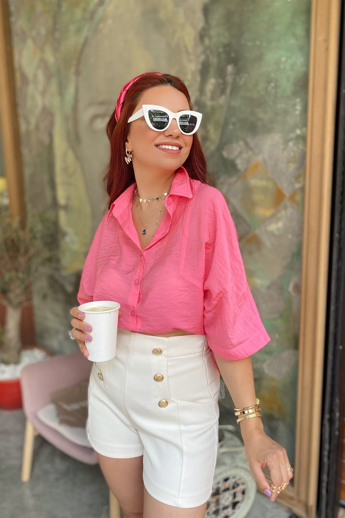 Pembe Oversize Gömlek