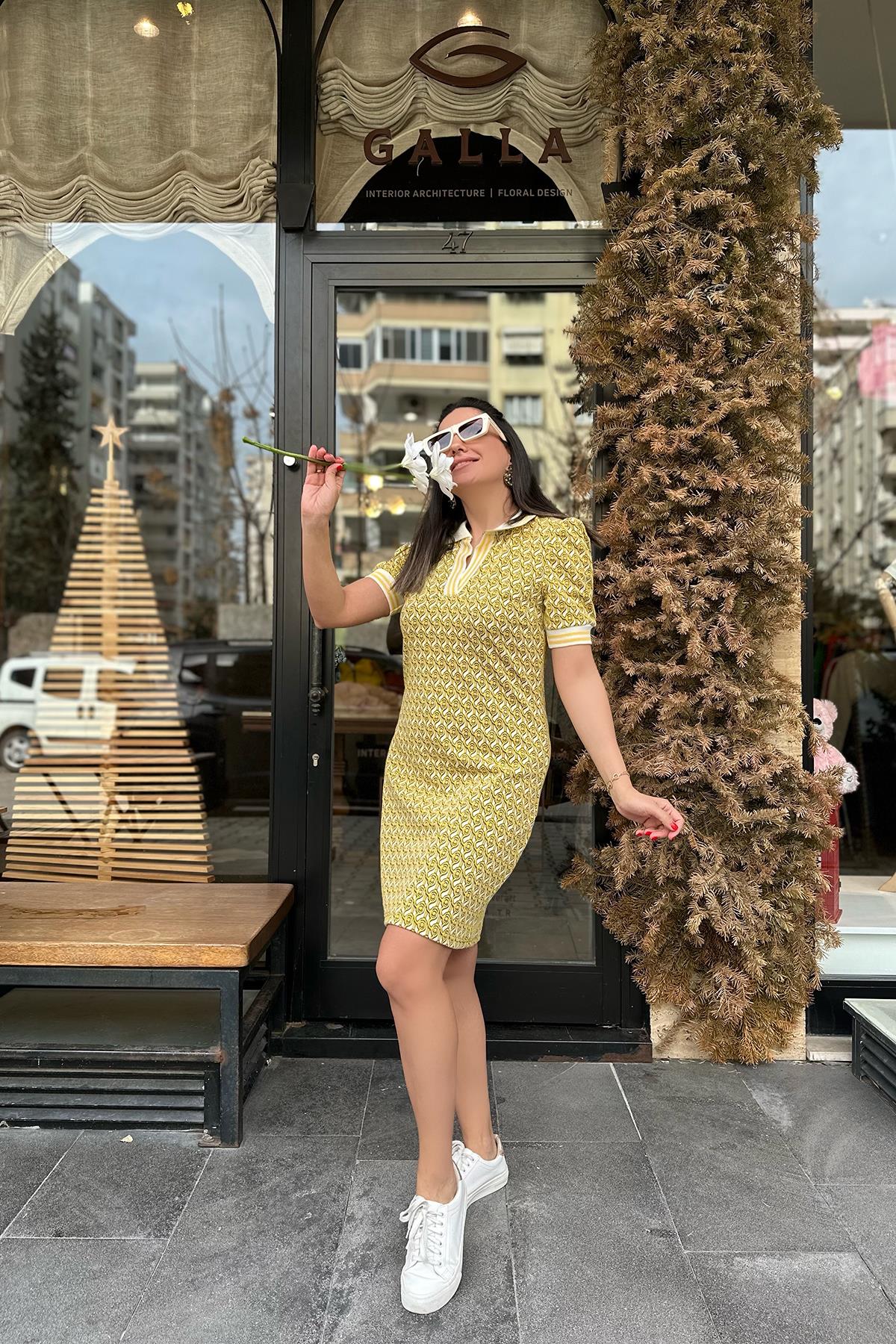 Sarı Polo Yaka Elbise
