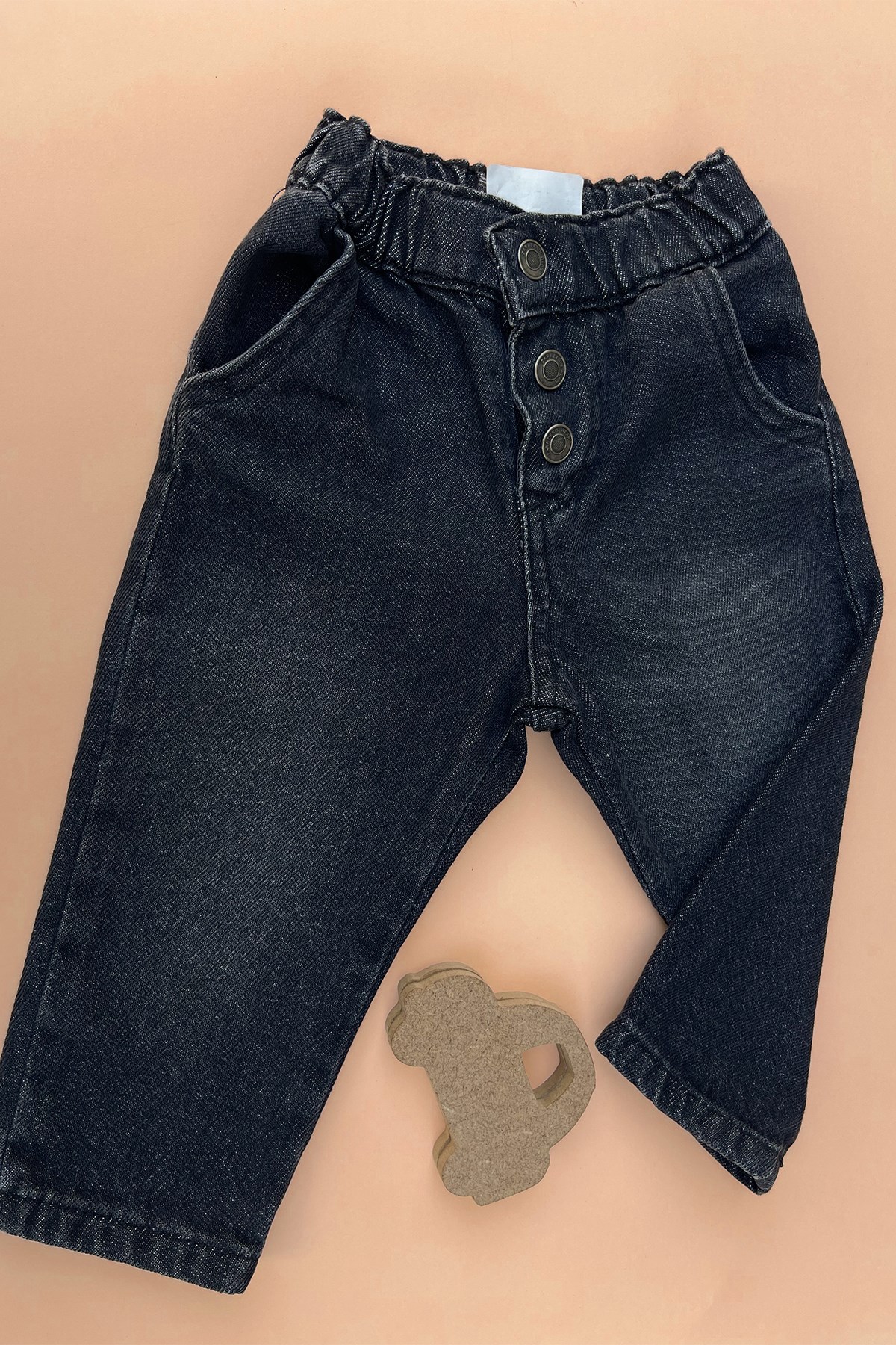 Siyah Beli Lastikli Kot Pantolon