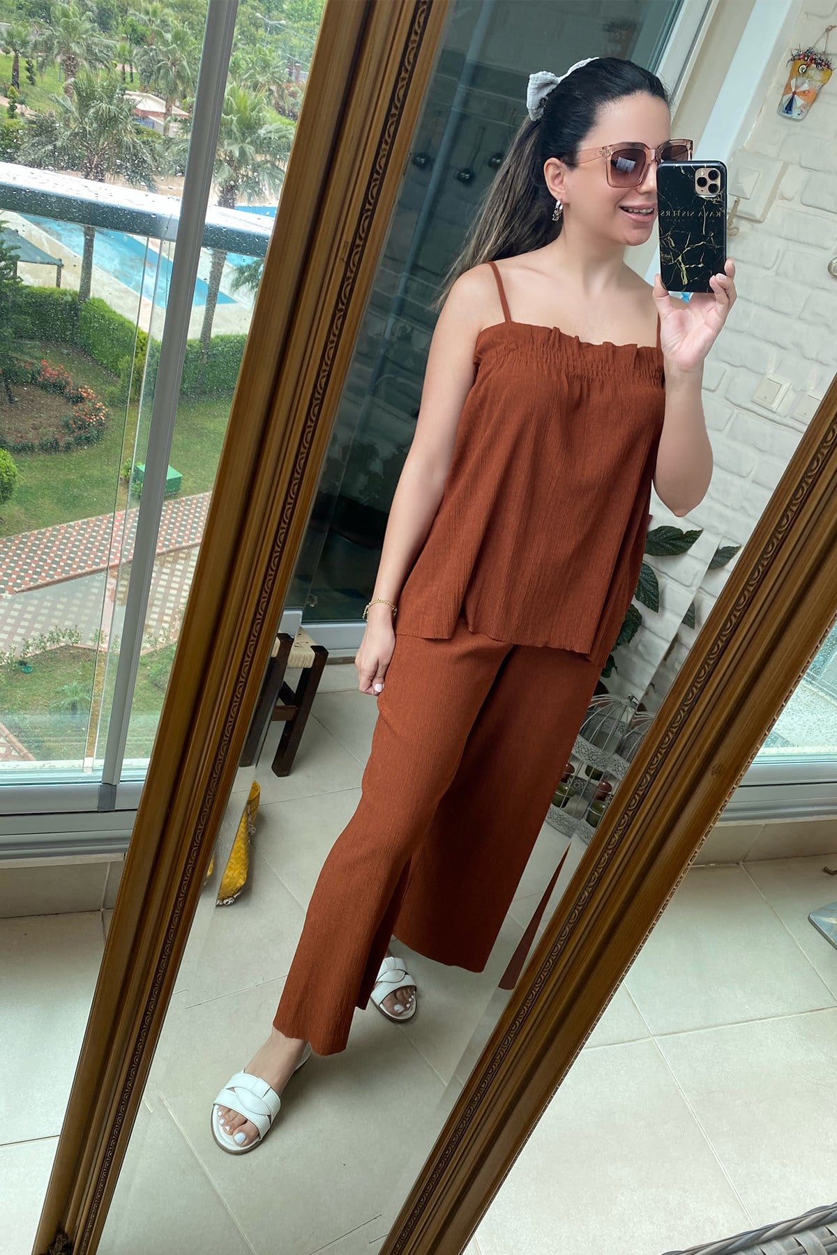 Tarçın Askılı Bluz Pantolon Takım