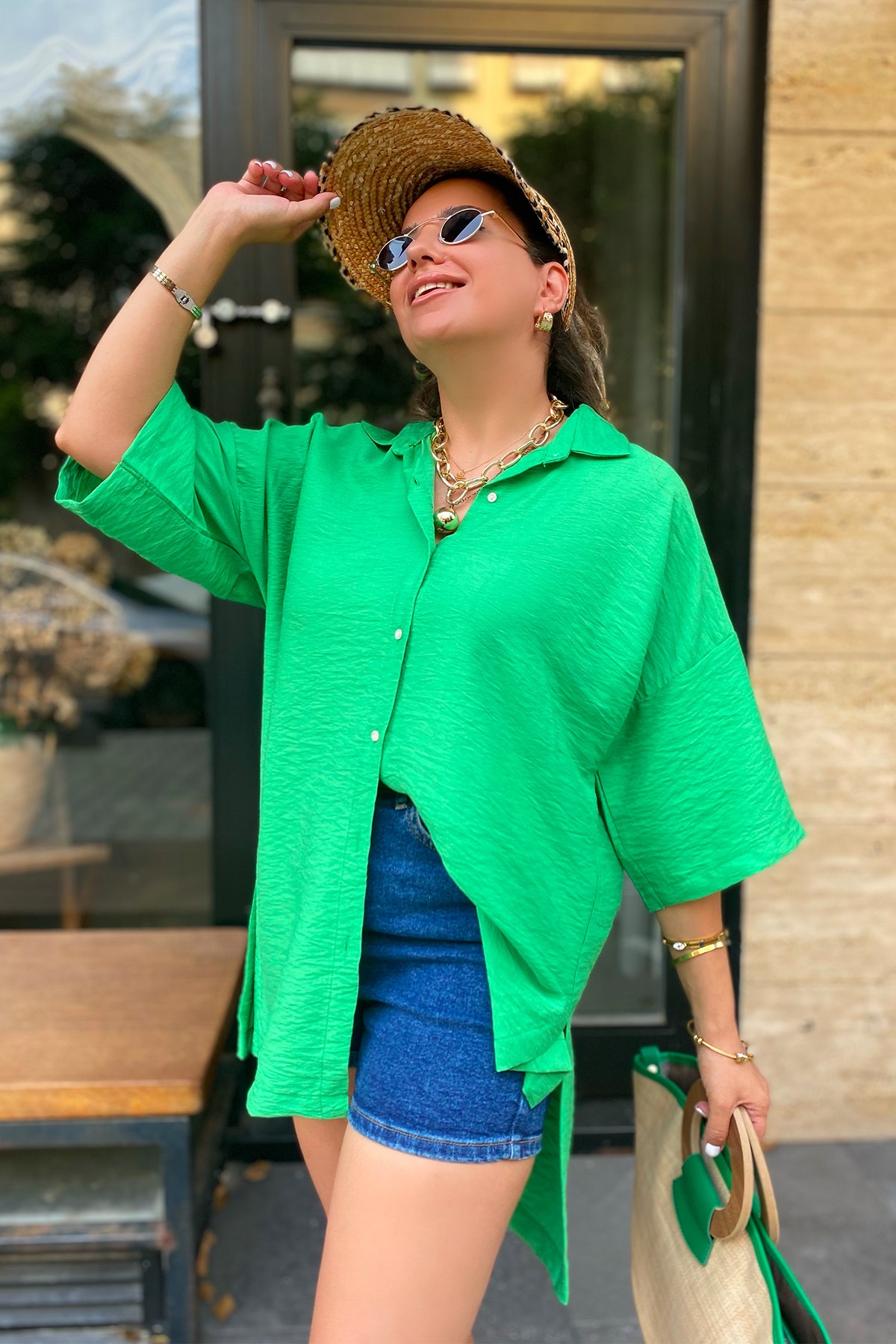 Yeşil Oversize Gömlek
