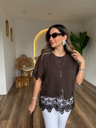 11526 Altı Güpür Detaylı Bluz