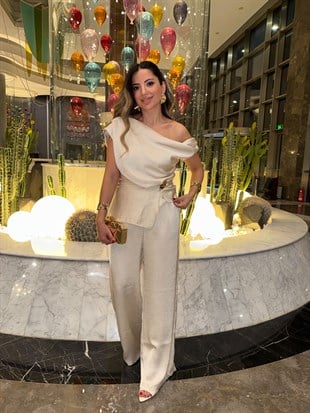 11575 Saten Beli Lastikli Pantolon Bluz Takım