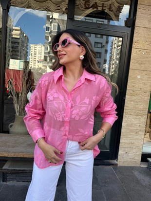 11594 Kendinden Desenli Gömlek