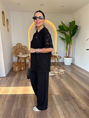 11619 Yanı Nakışlı Modal Takım