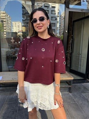 11862 İncili Kuş Gözlü Tshirt