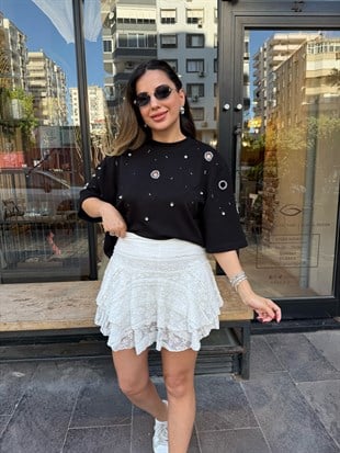 11862 İncili Kuş Gözlü Tshirt
