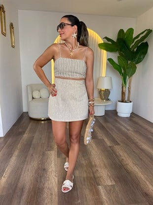 12053 Büstiyer Şort Etek Takım