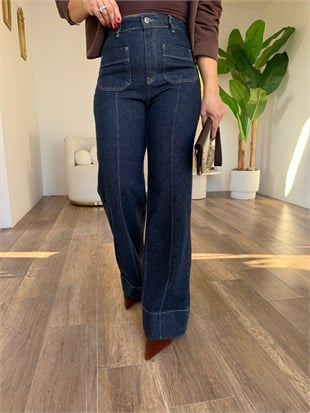 12143 Wide Leg Yıkamalı Jean