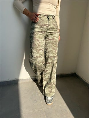 12167 Taşlı Kamuflaj Pantolon