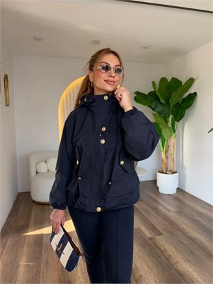 12330 Büzgülü Gold Detaylı Ceket