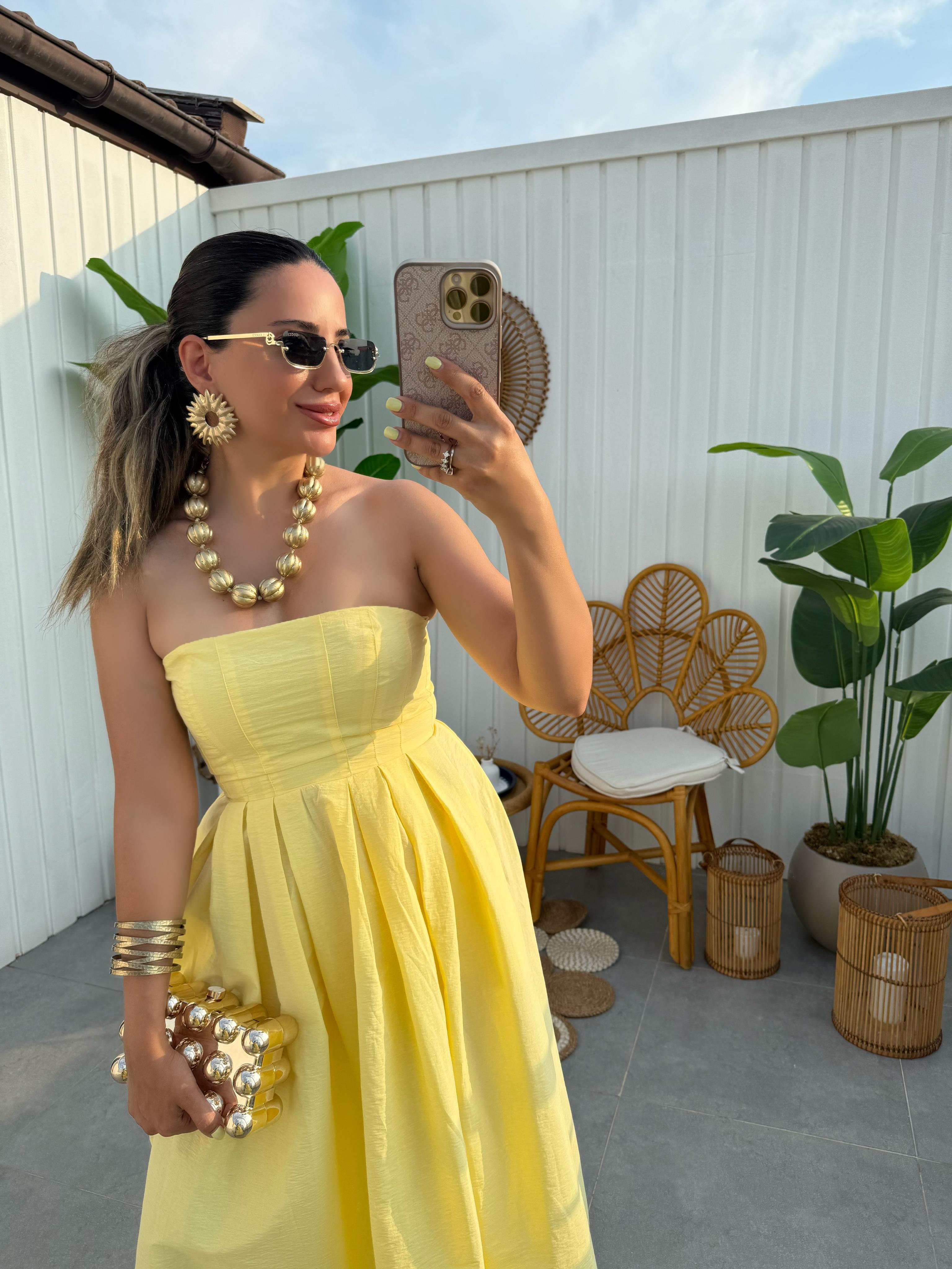 10058 Straplez Midi Boy Elbise