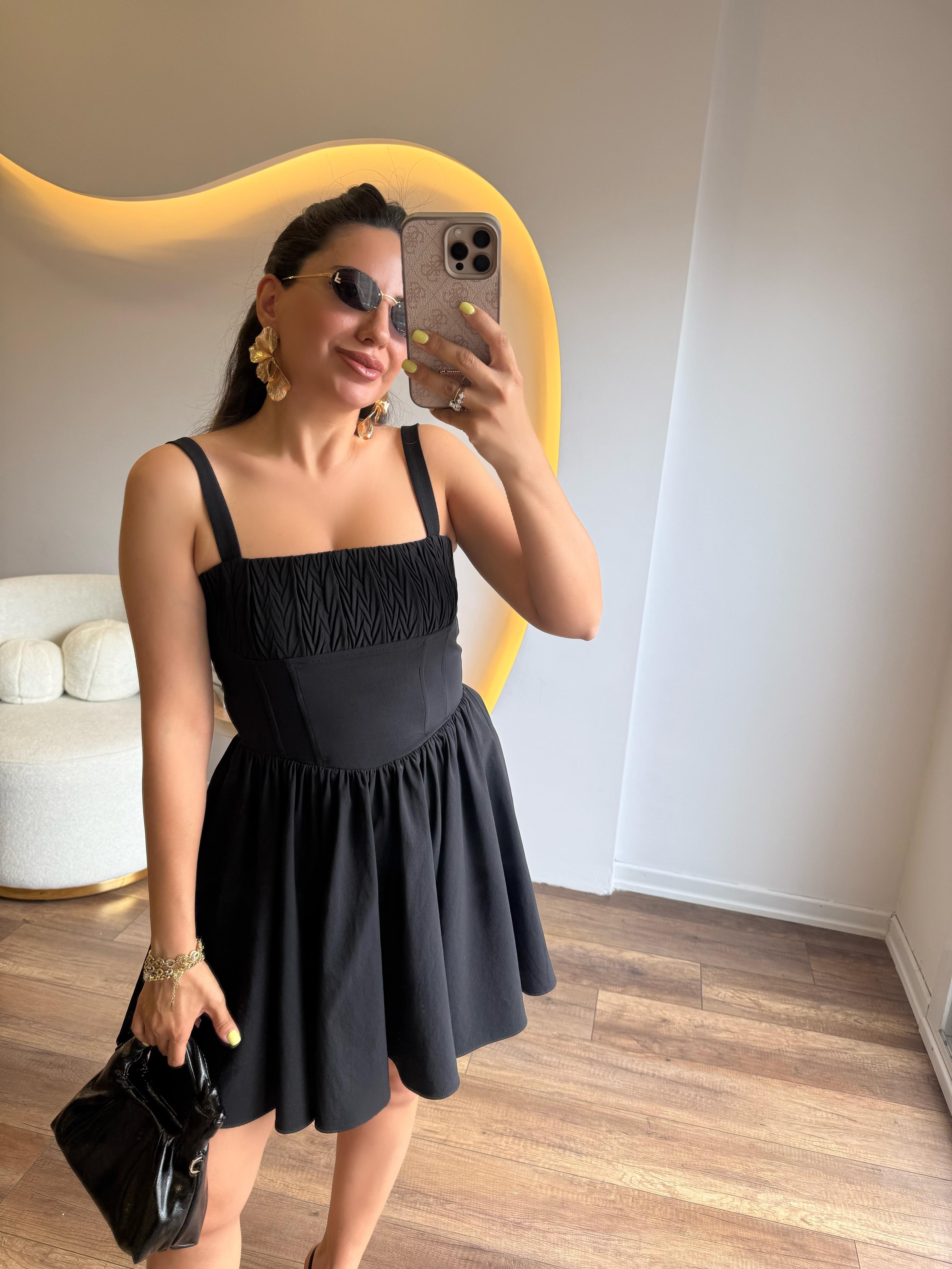 10060 Askılı Kısa Elbise
