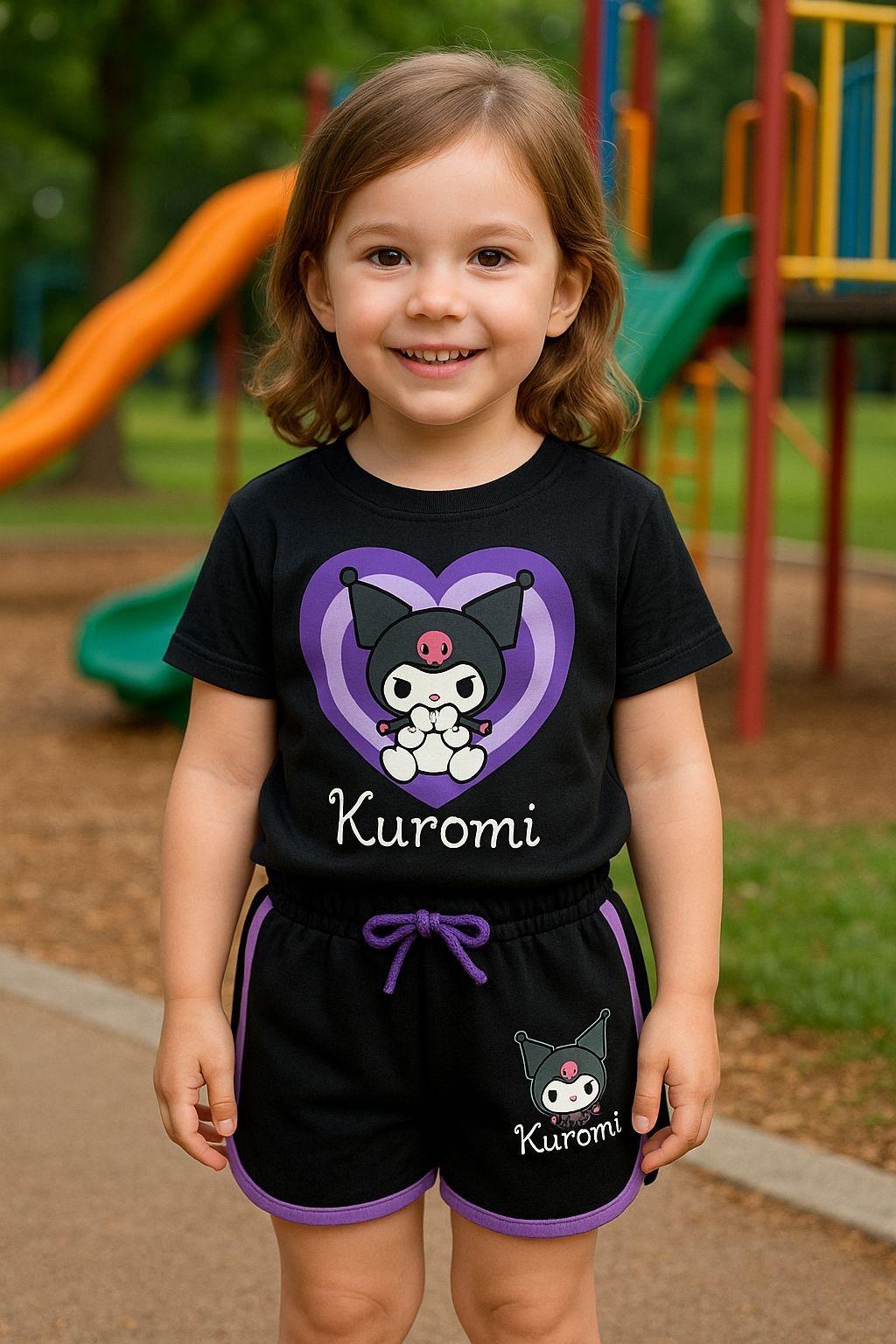 10189 Kids Kuromi Kalpli Şort Takım 3-4/9-10 Yaş