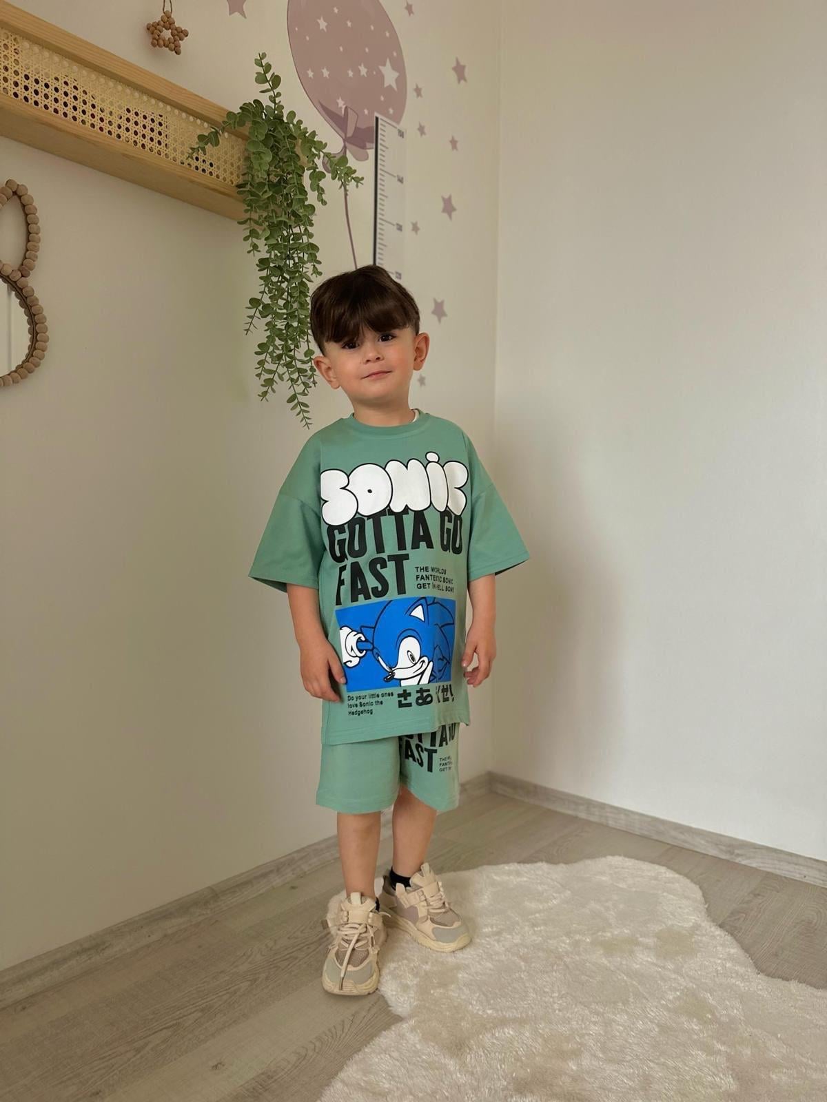 10214 Kids Baskılı Şort Tshirt Takım 3-4/9-10 Yaş