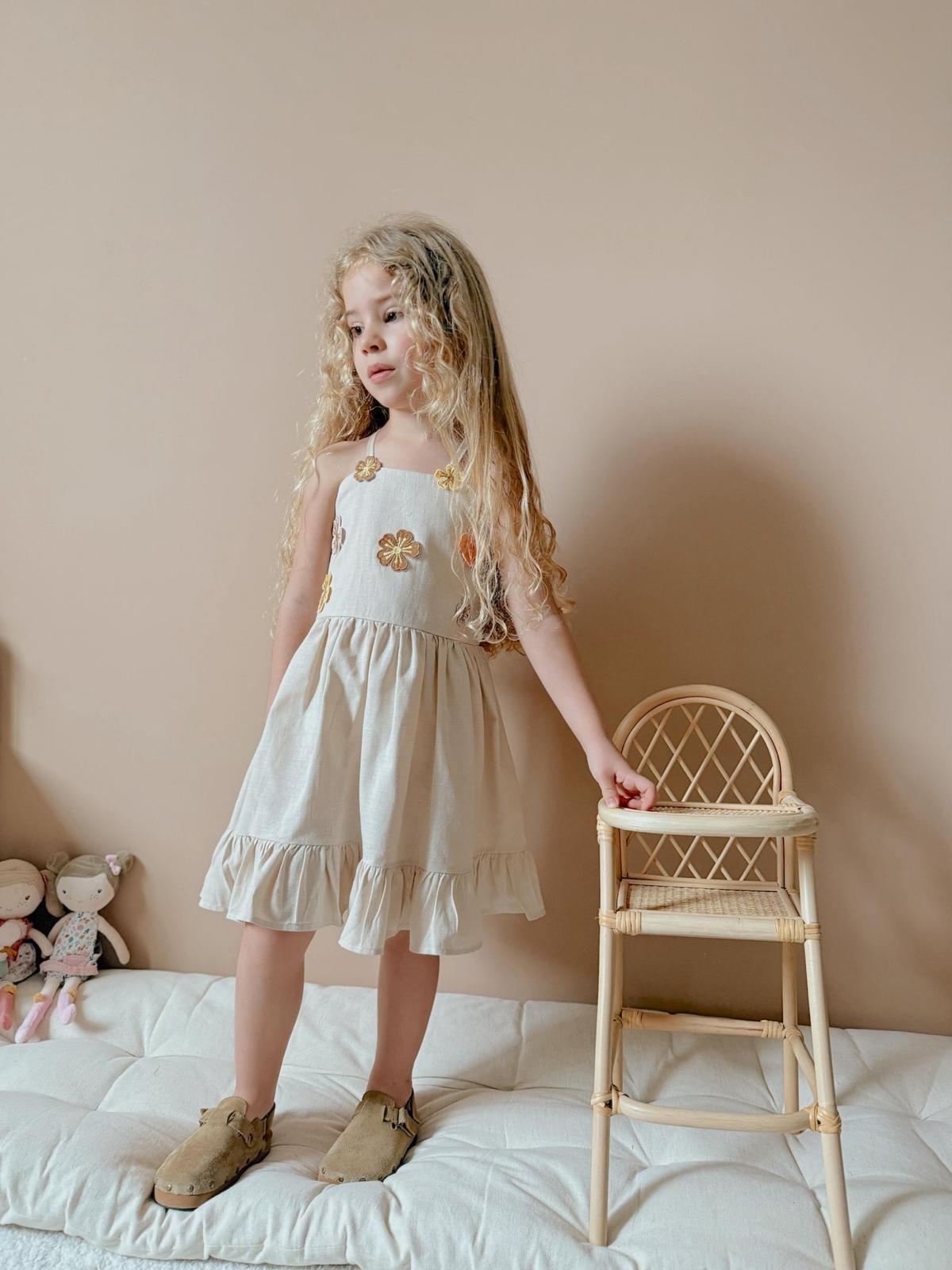 10300 Kids Papatya Aksesuarlı Elbise 3-4/9-10 Yaş