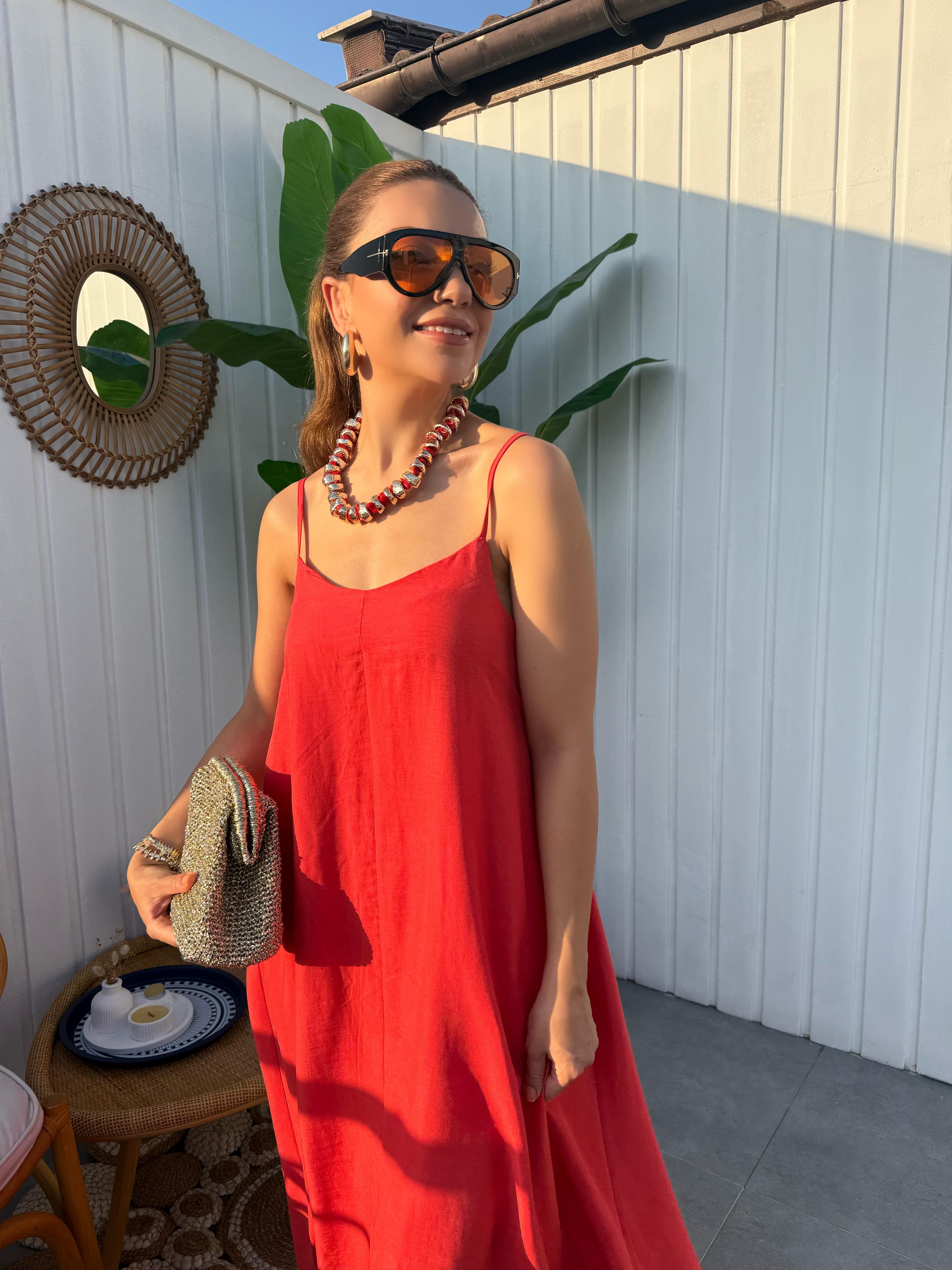 10320 Askılı Basic Elbise