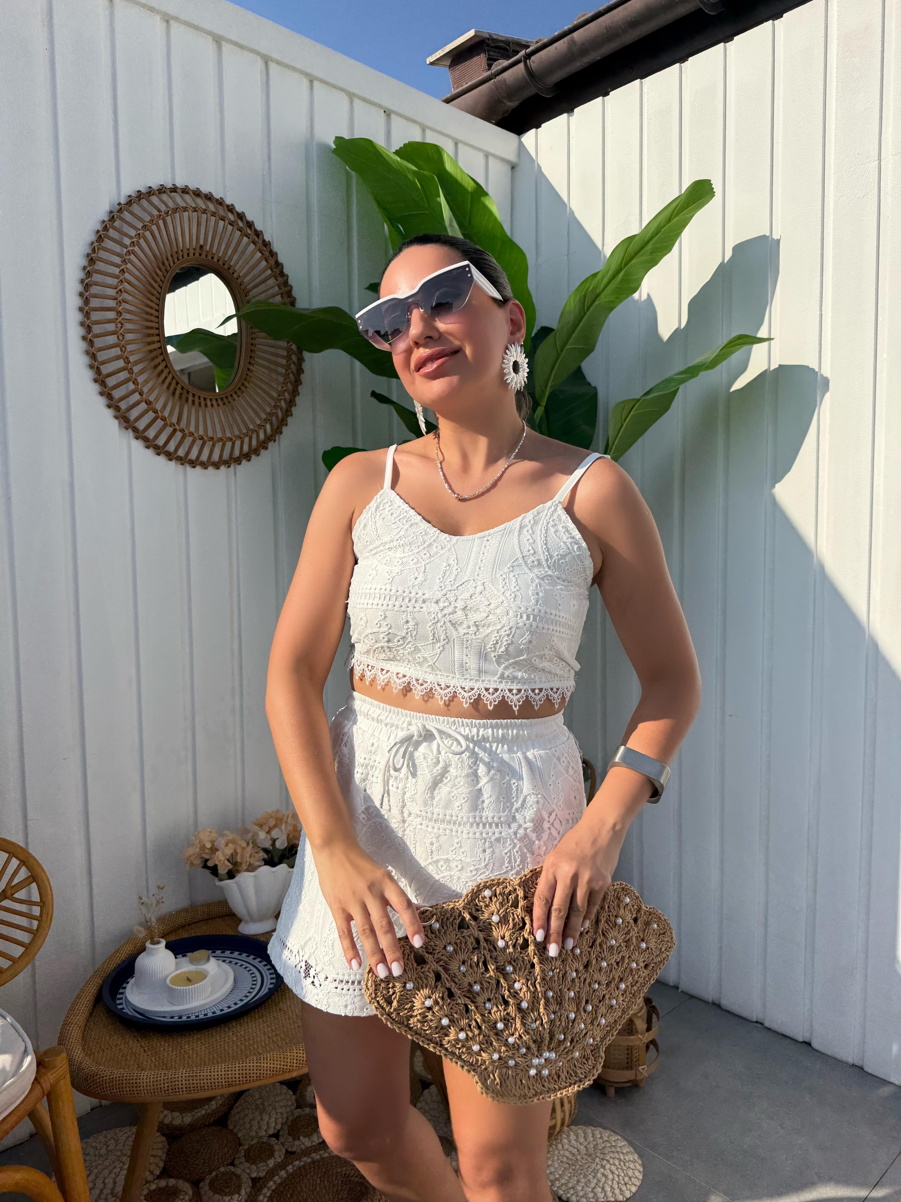 10334 Dantel Detaylı Büstiyer Bluz