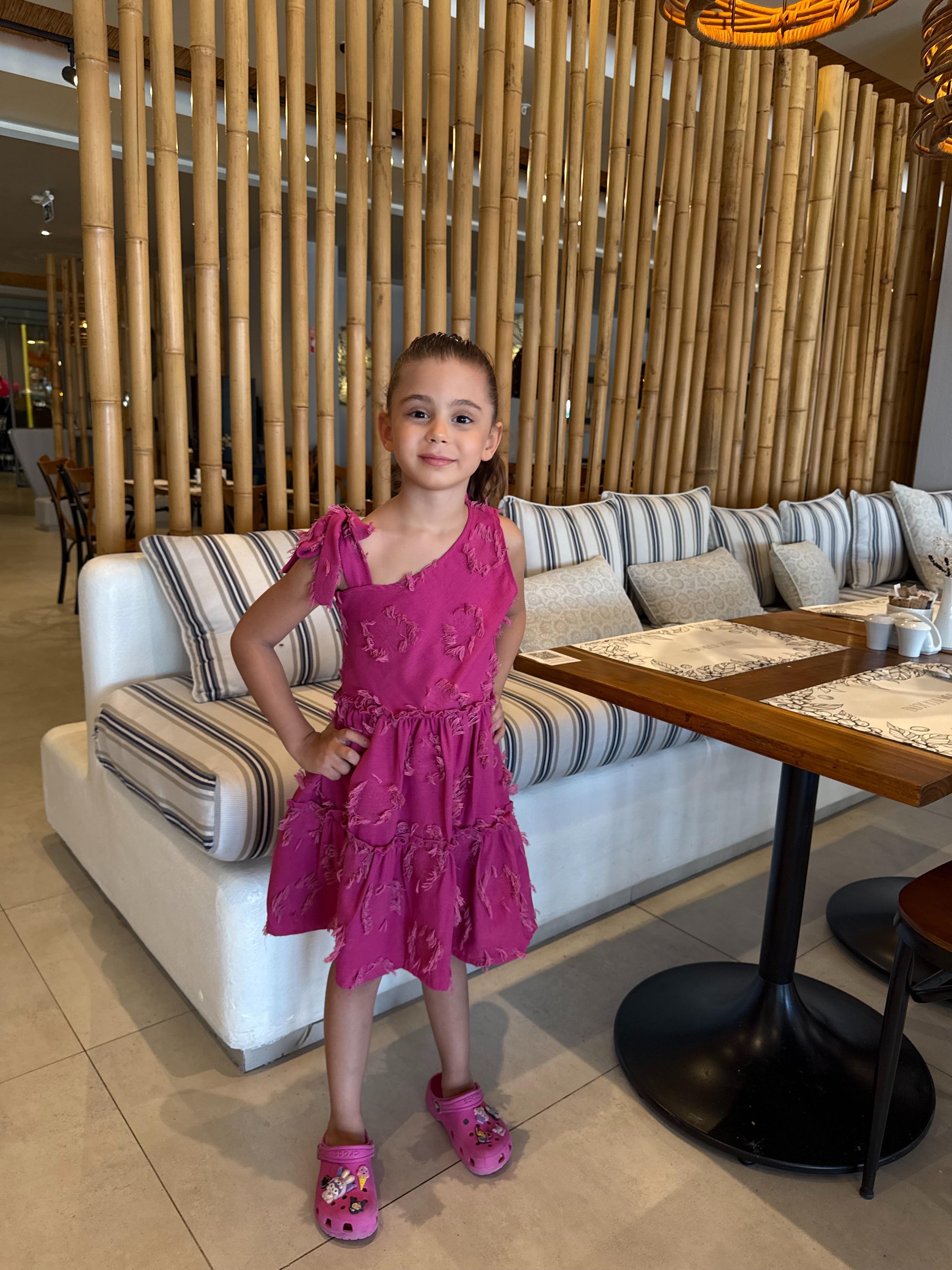 10344 Kids Fuşya Dokuma Elbise 2-3/7-8 Yaş