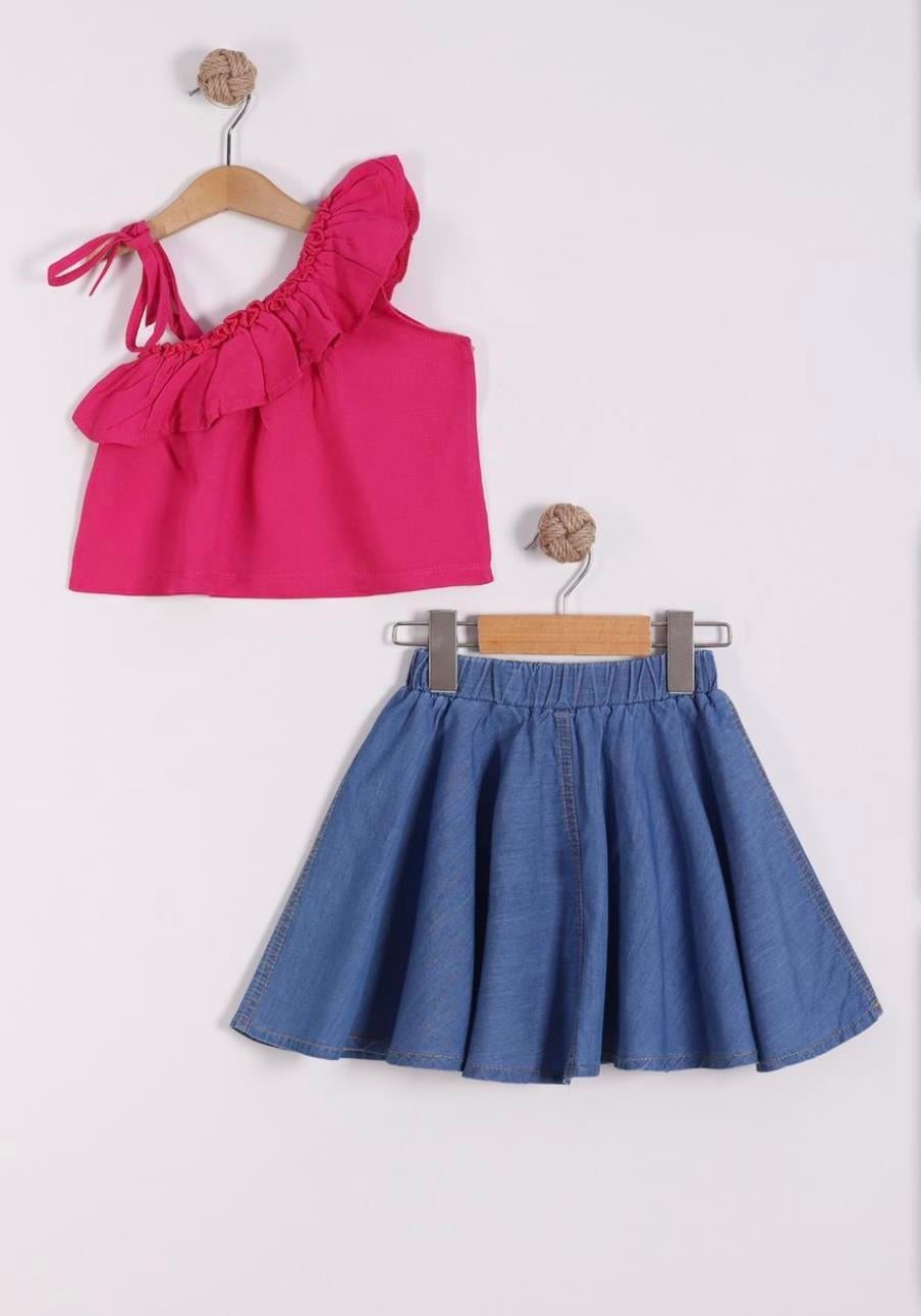 10357 Kids Pembe Bluz Şort Takım 3-4/6-7 Yaş