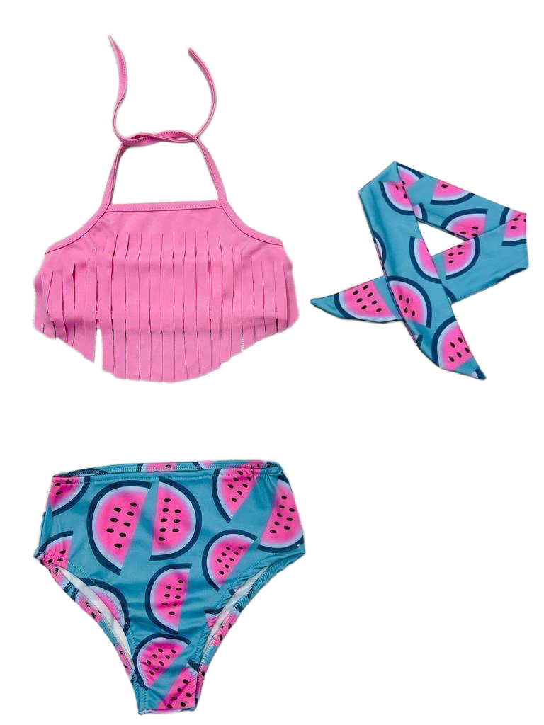 10409 Kids Pembe Karpuz Detaylı Bikini 2-3/7-8 Yaş