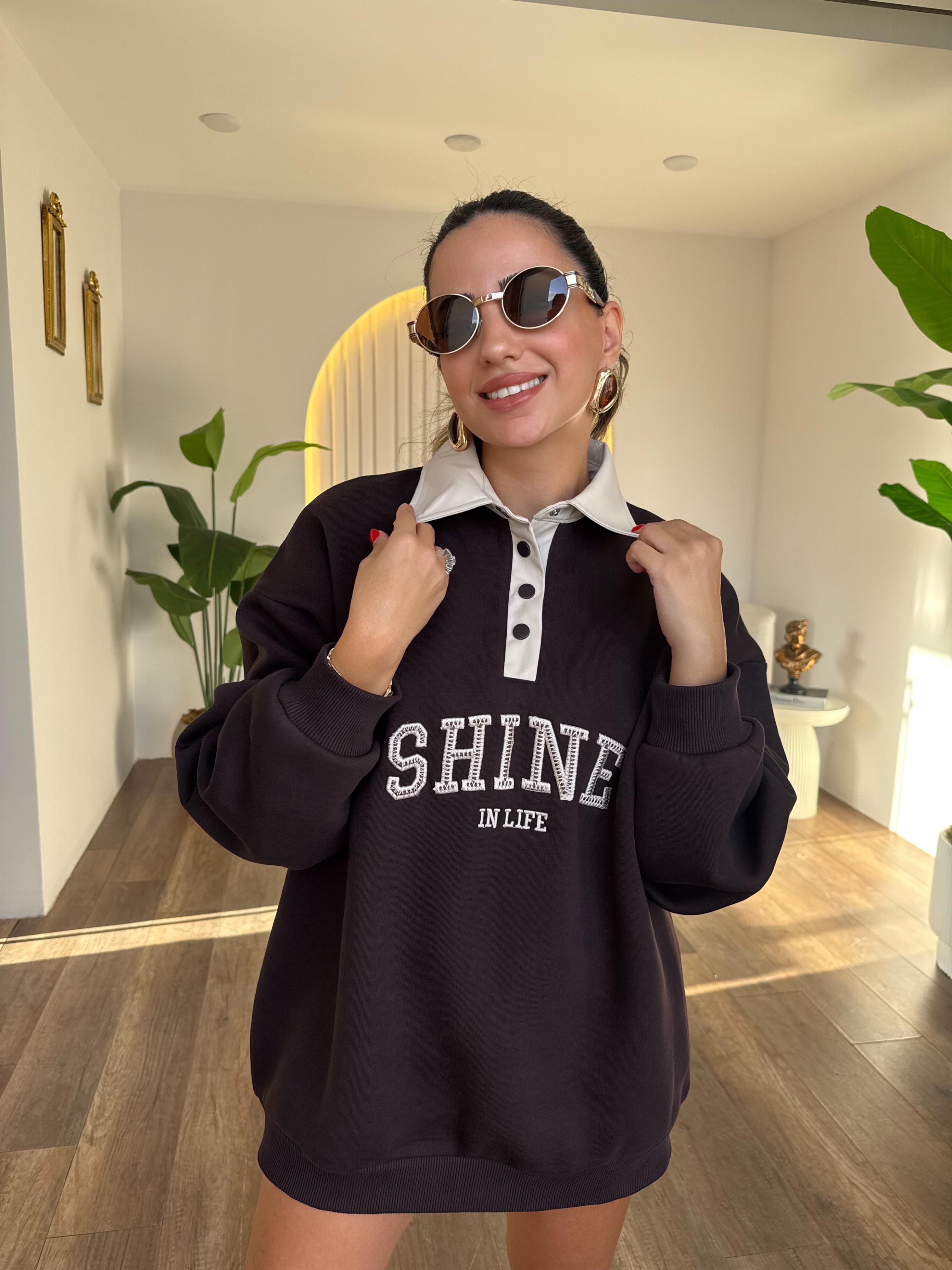 10754 Shine Baskılı Sweatshirt