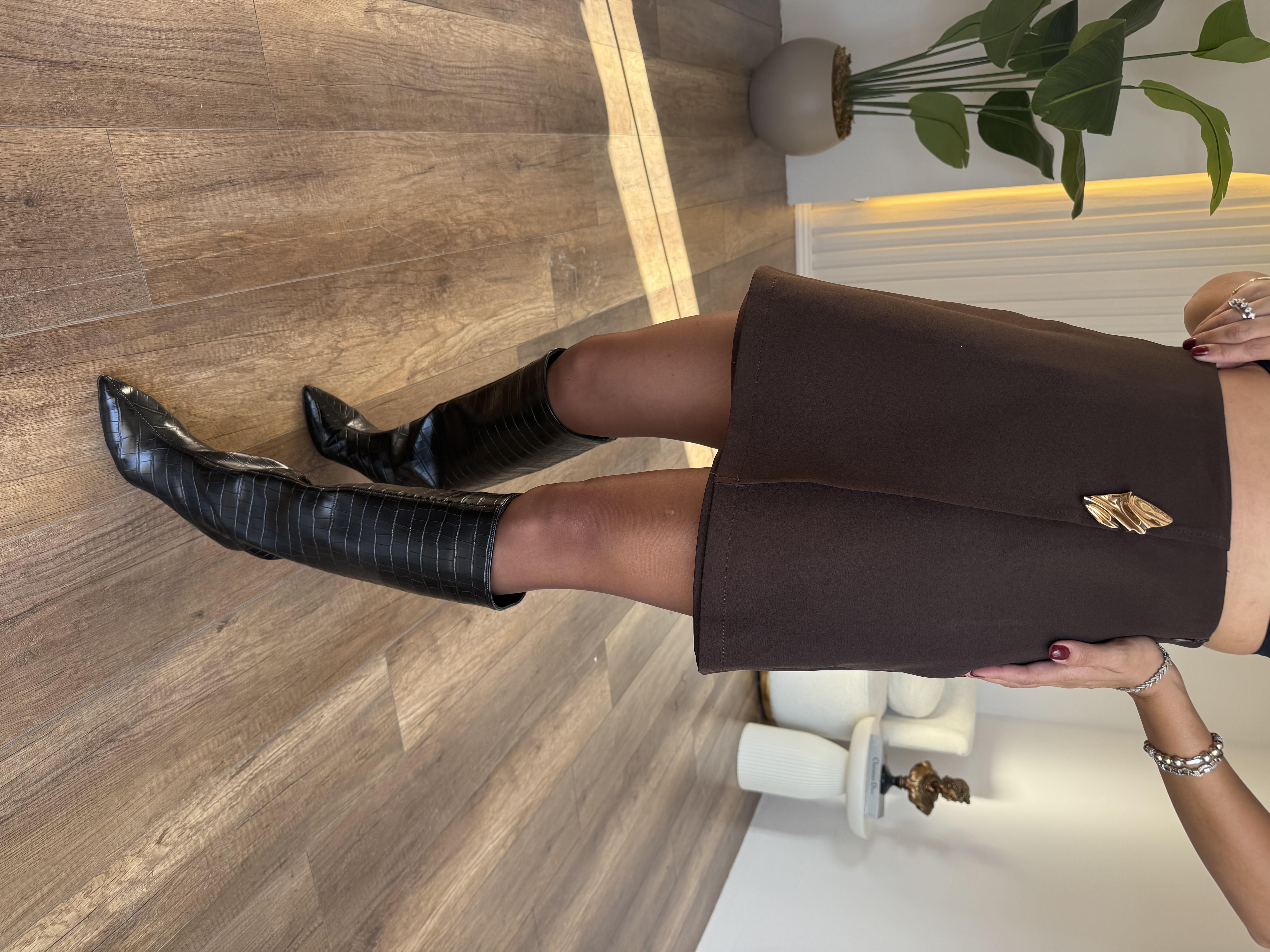 10819 Gold Broşlu Etek