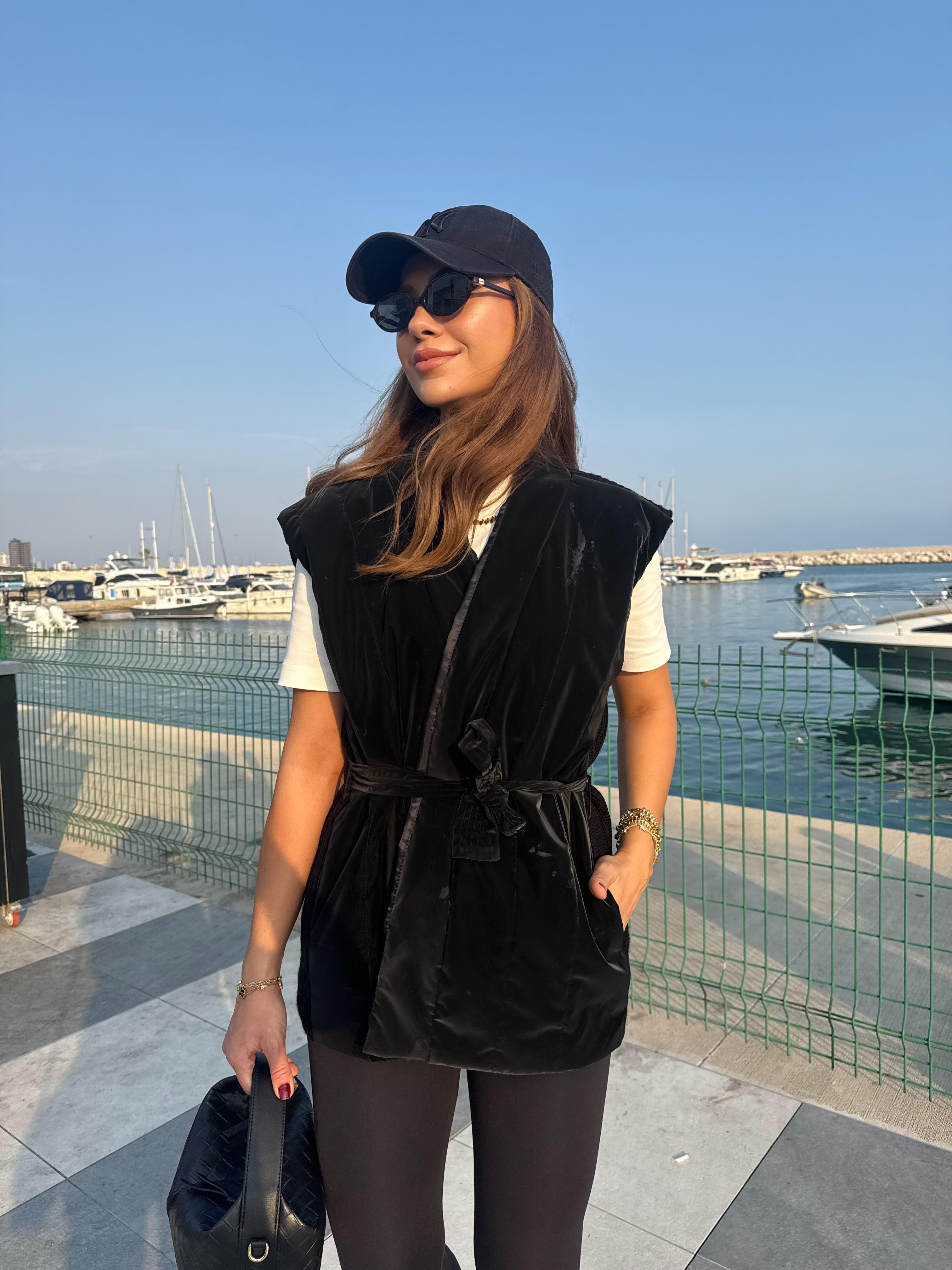 10828 Arkası Triko Detay Premium Yelek