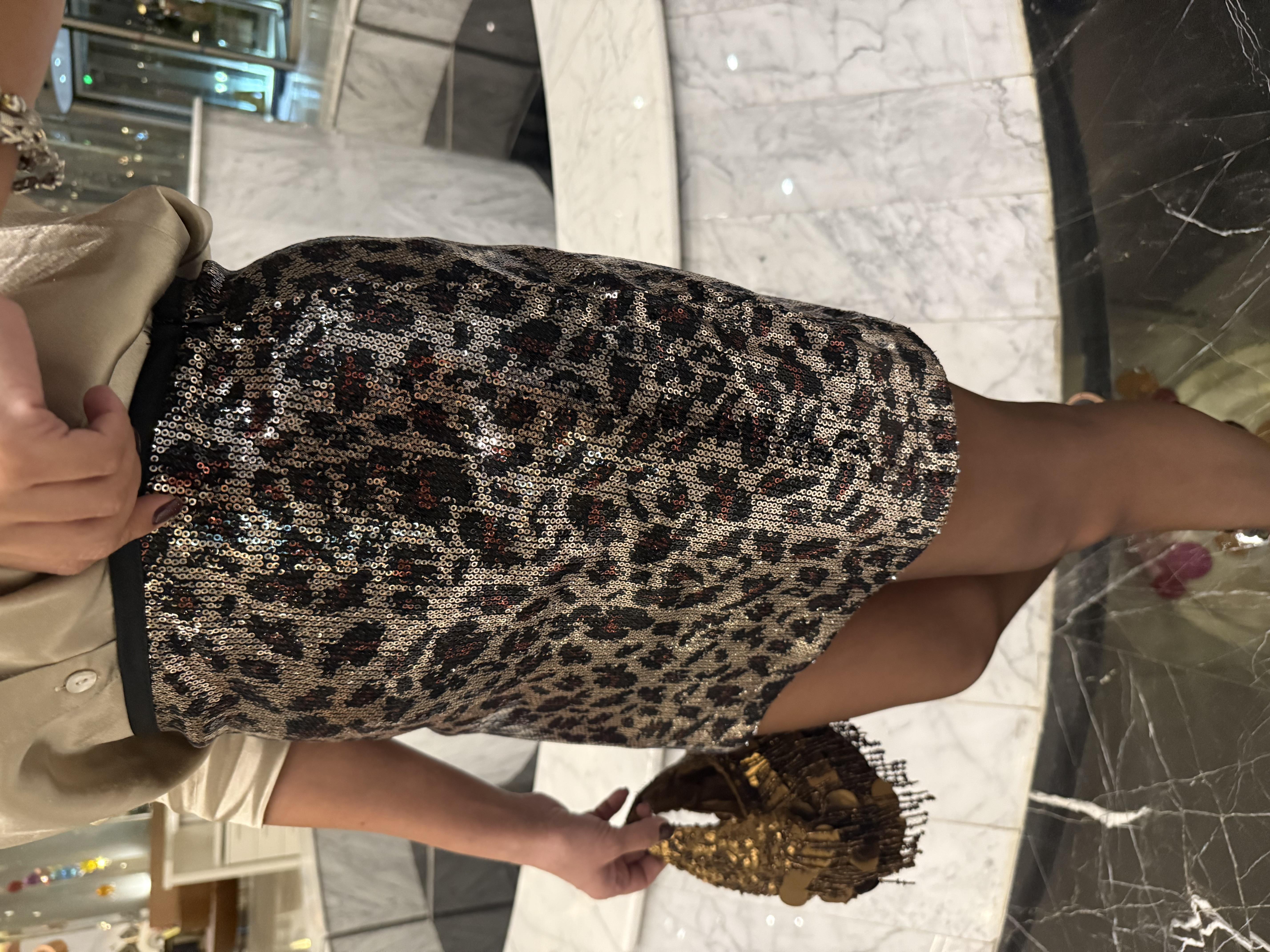 10893 Leopar Payetli Etek