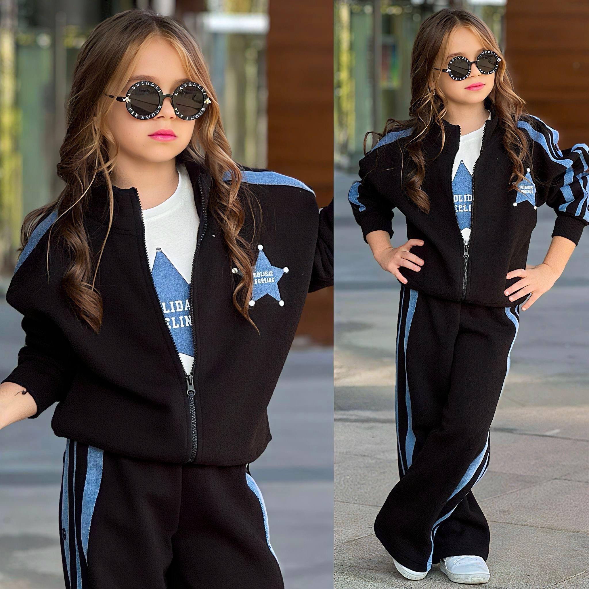 10921 Kids Yıldız Kotlu Şeritli Takım 5-6/13-14 Yaş