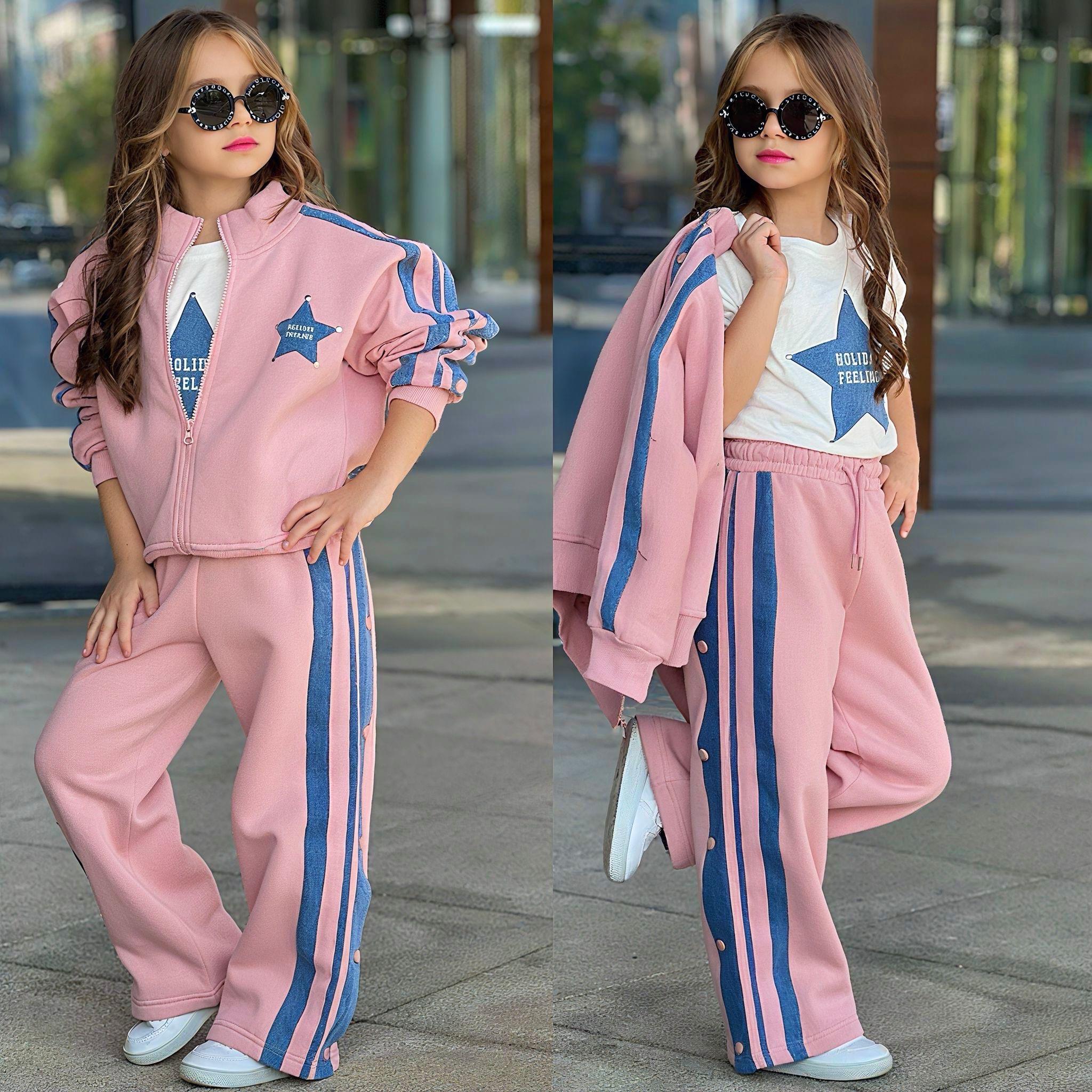 10921 Kids Yıldız Kotlu Şeritli Takım 5-6/13-14 Yaş