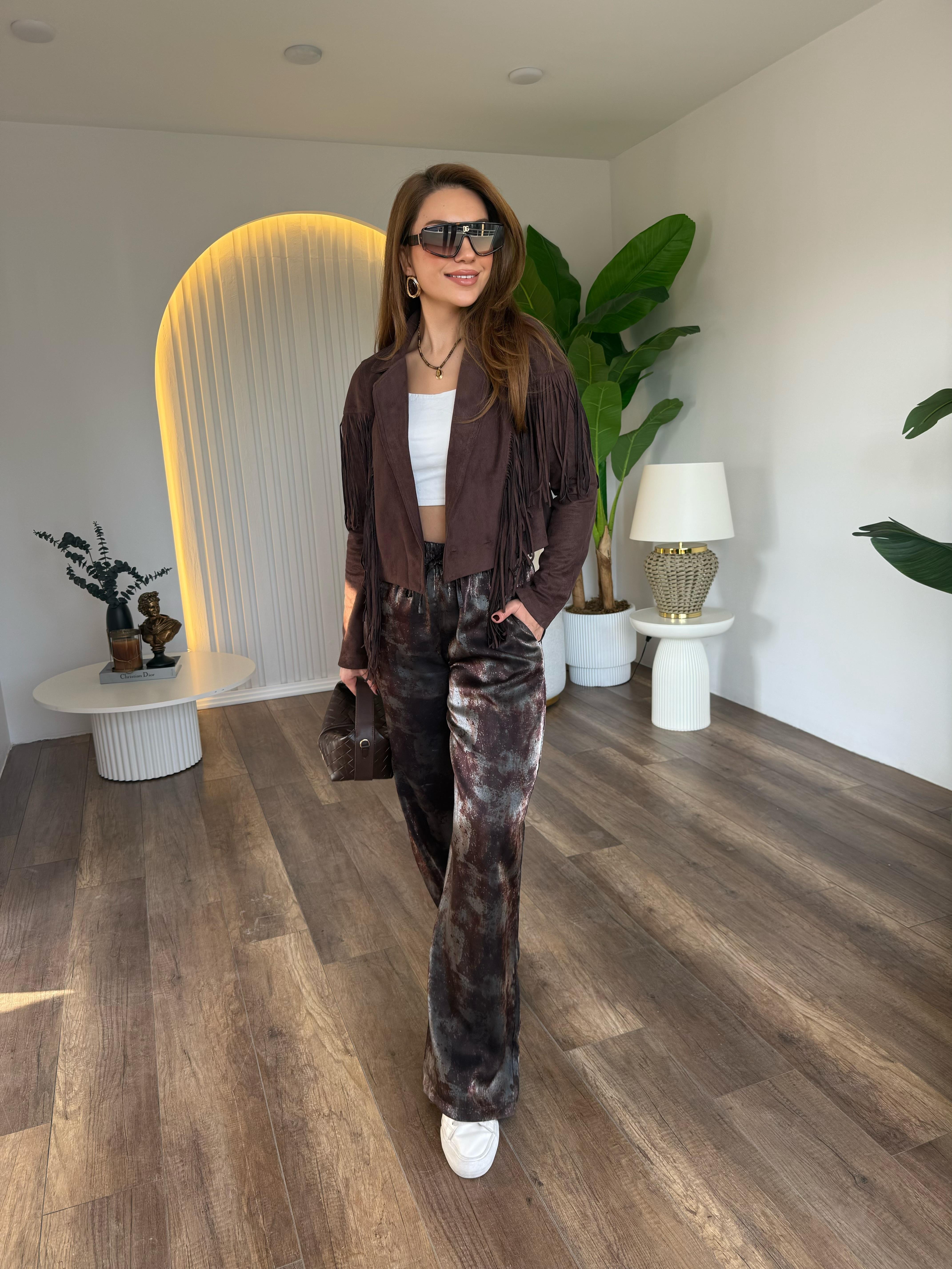 10926 Bstik Parlak Desen Pantolon