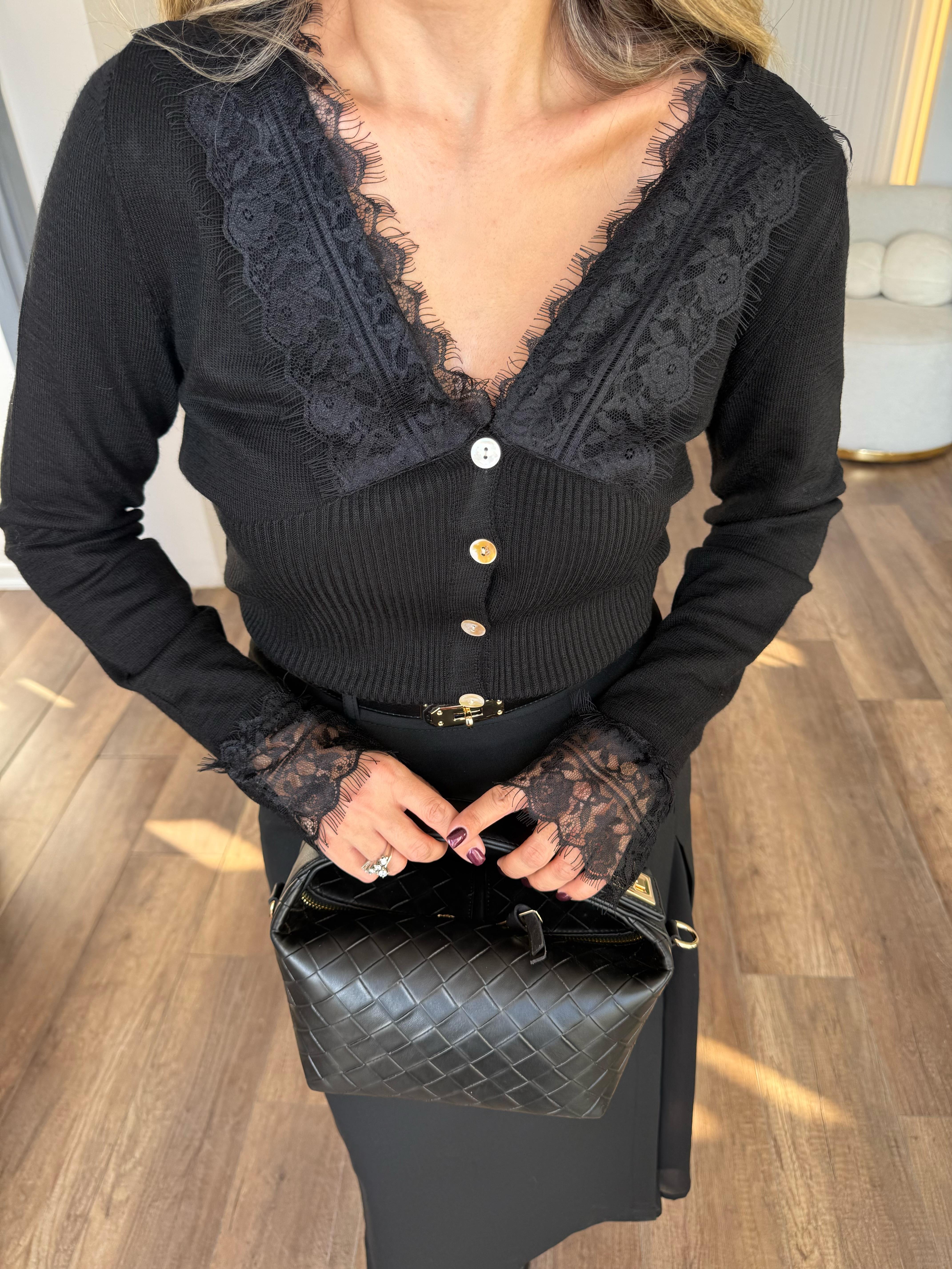 10952 Dantel Detaylı Hırka