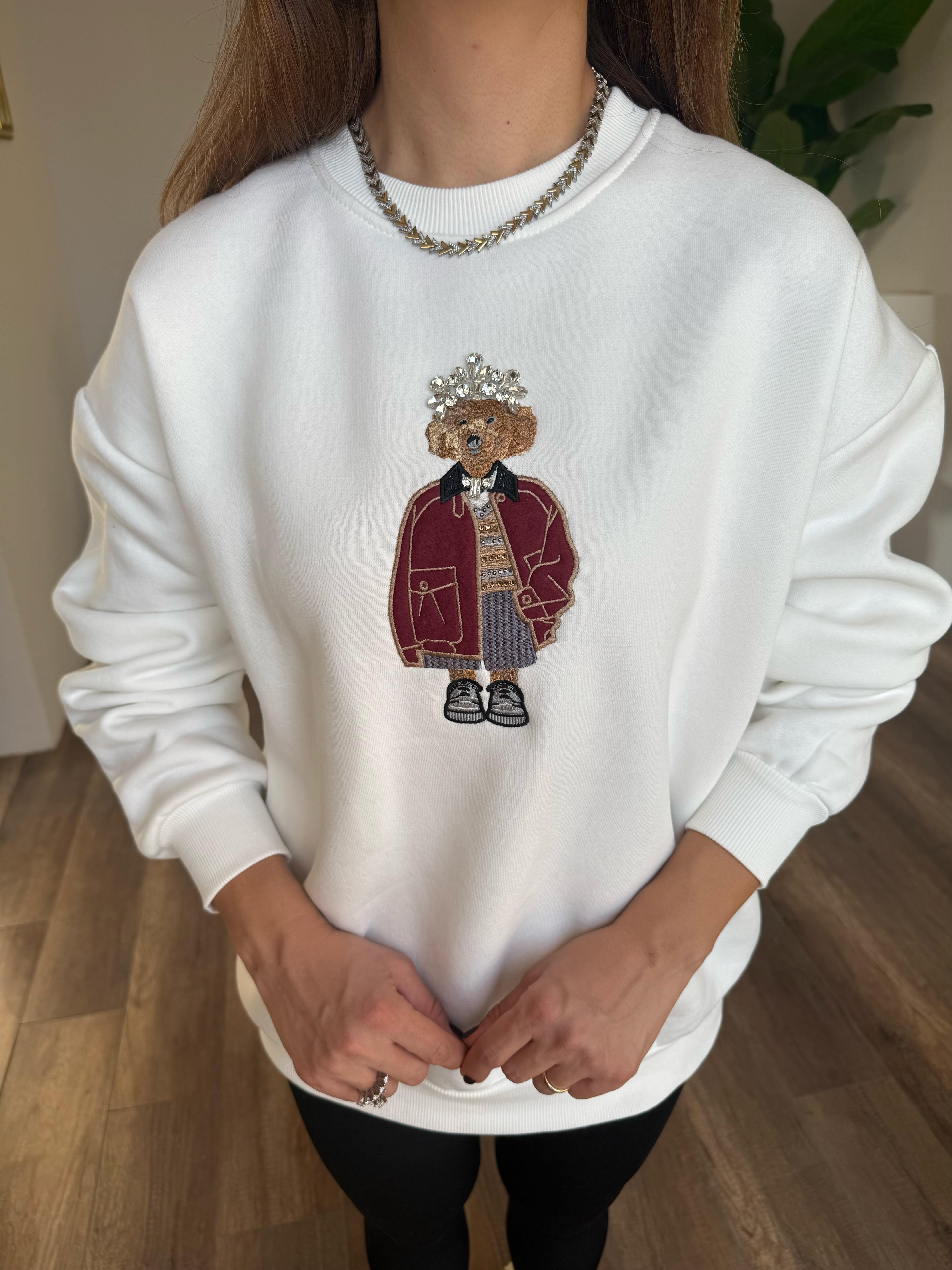 10958 Taş Detaylı Ayıcıklı Sweatshirt
