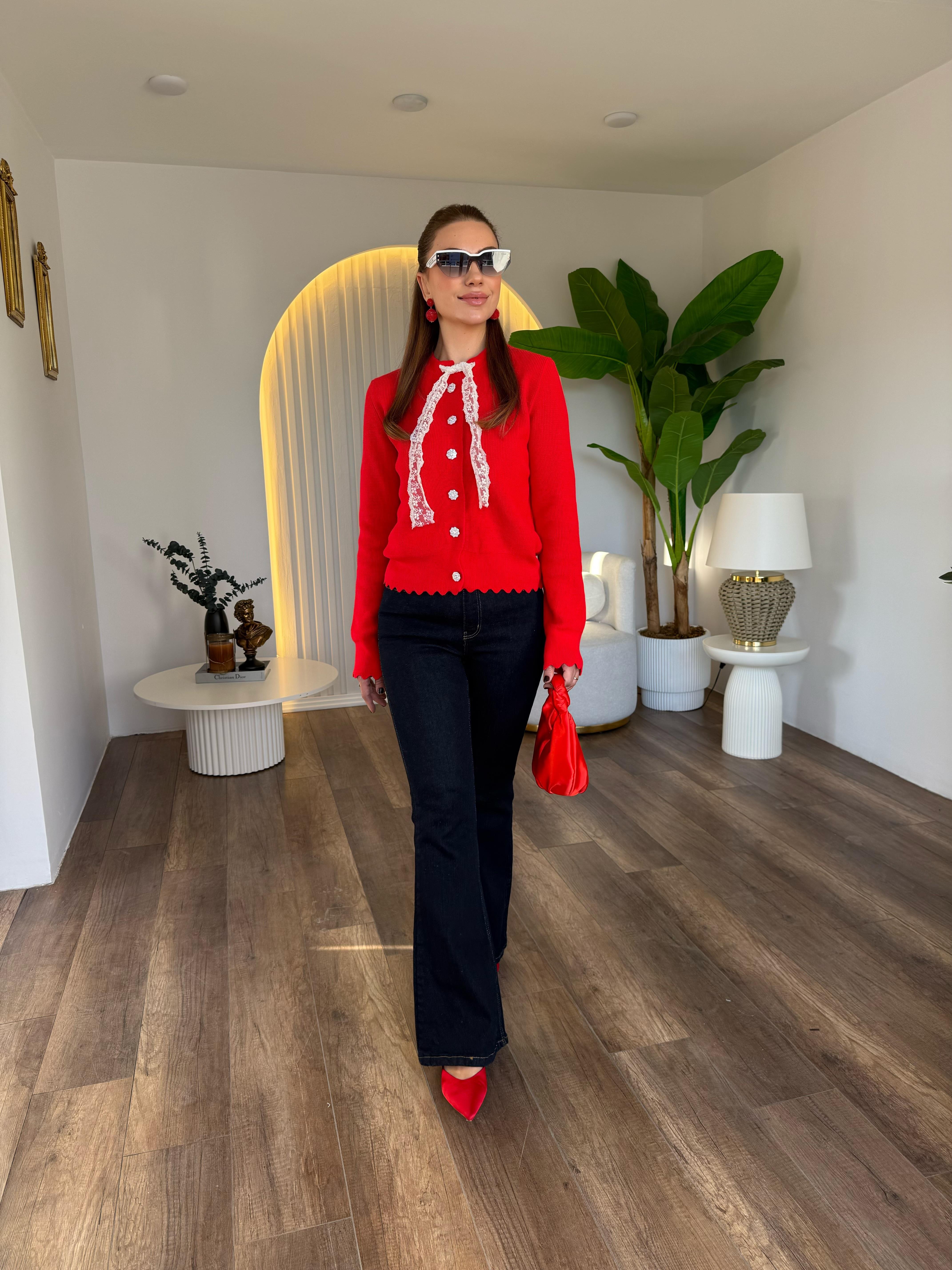 10979 Dantel Fularlı Hırka