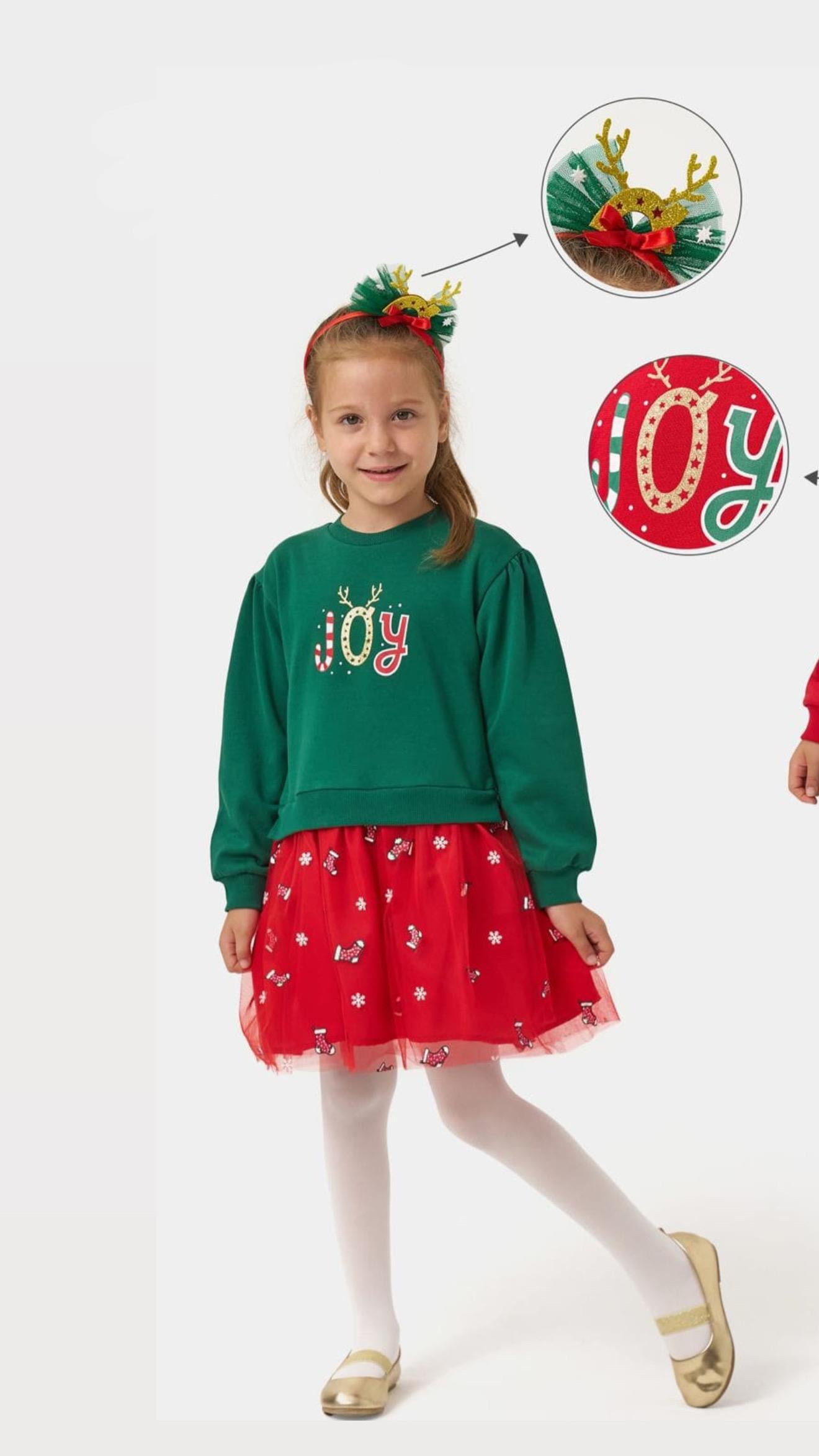 11030 Kids Joy Baskılı Tüllü Elbise 2-5 Yaş