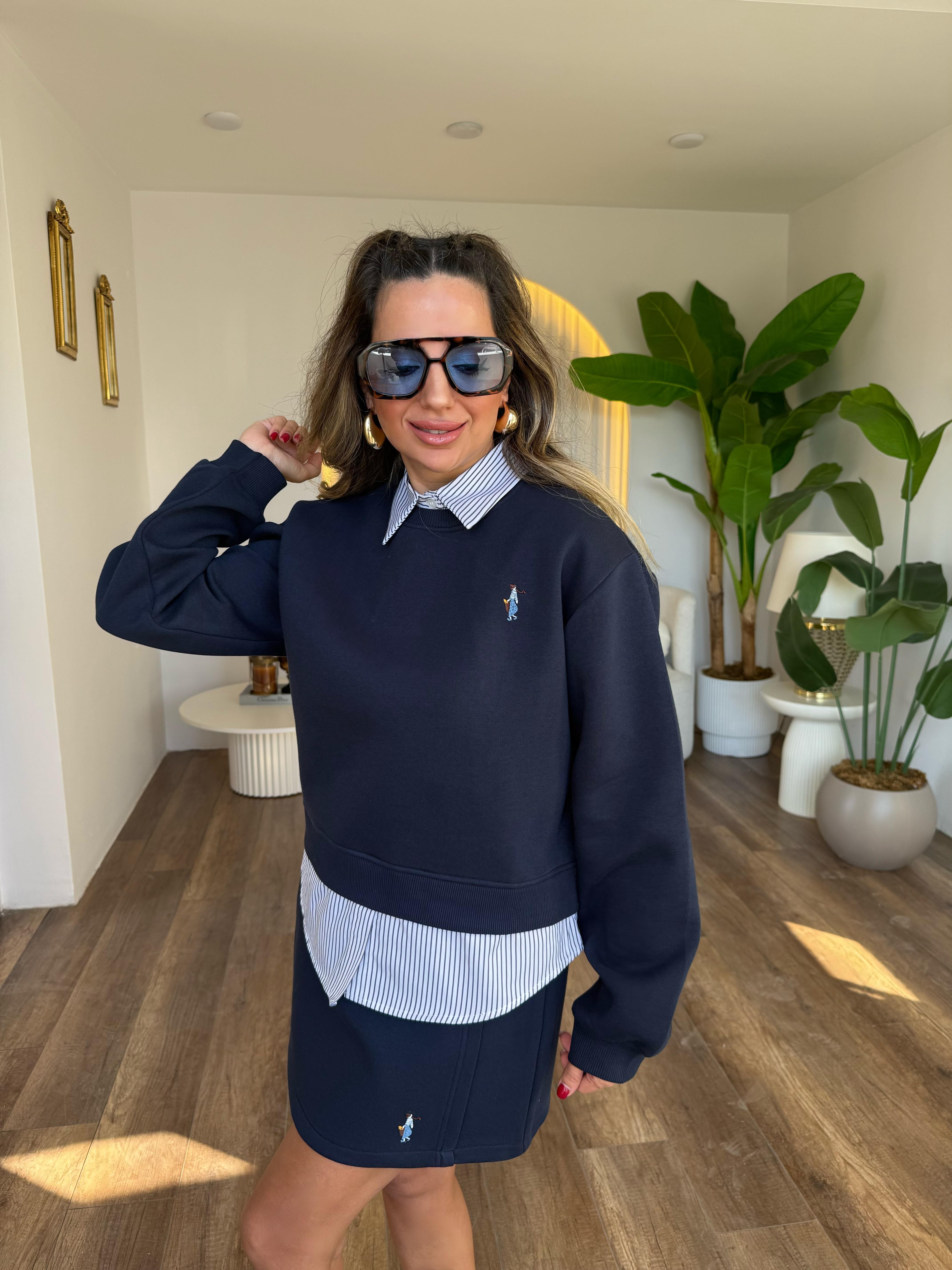 11079 Çizgi Detaylı Sweatshirt