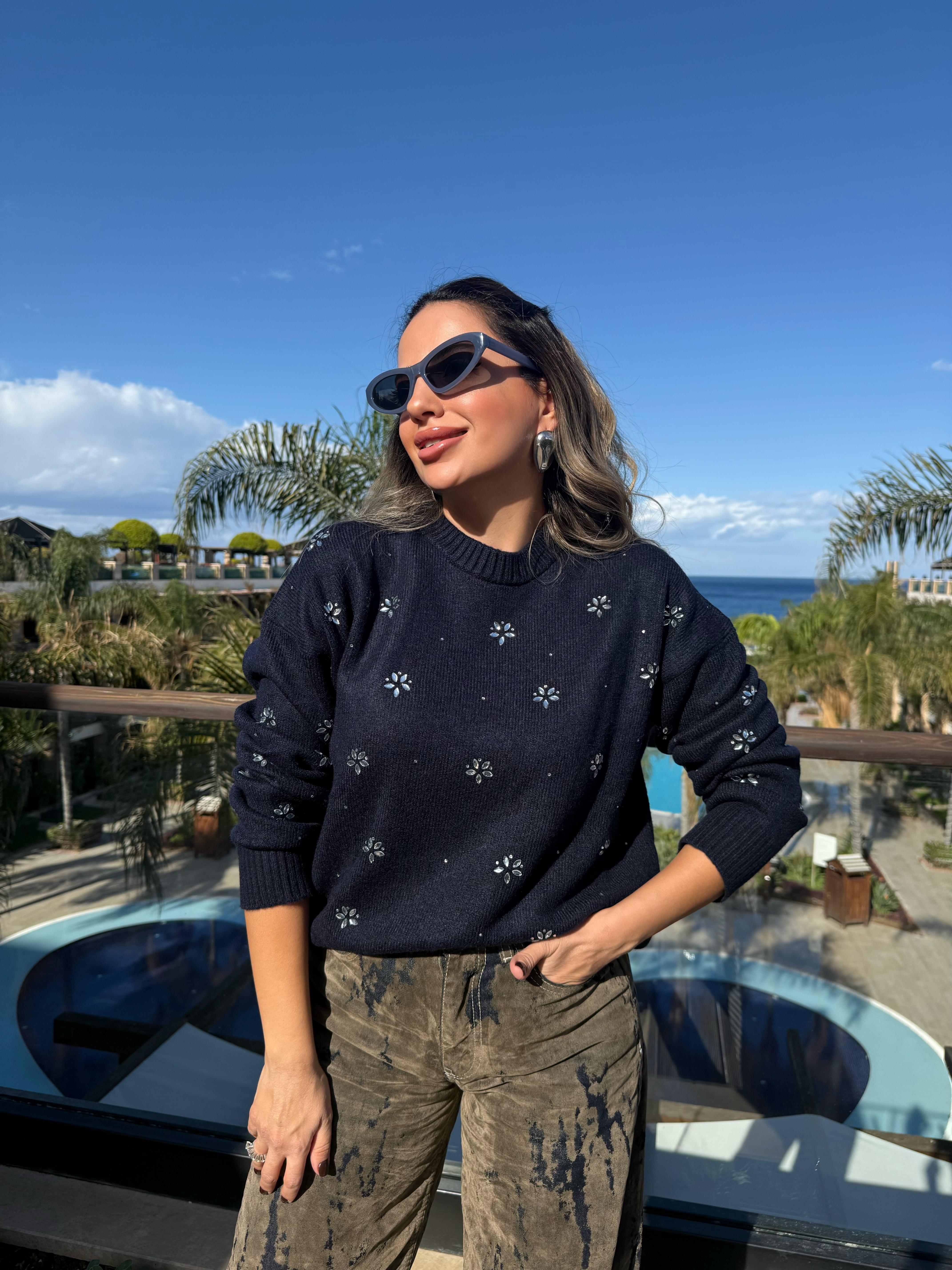 11103 Taş Detaylı Kazak