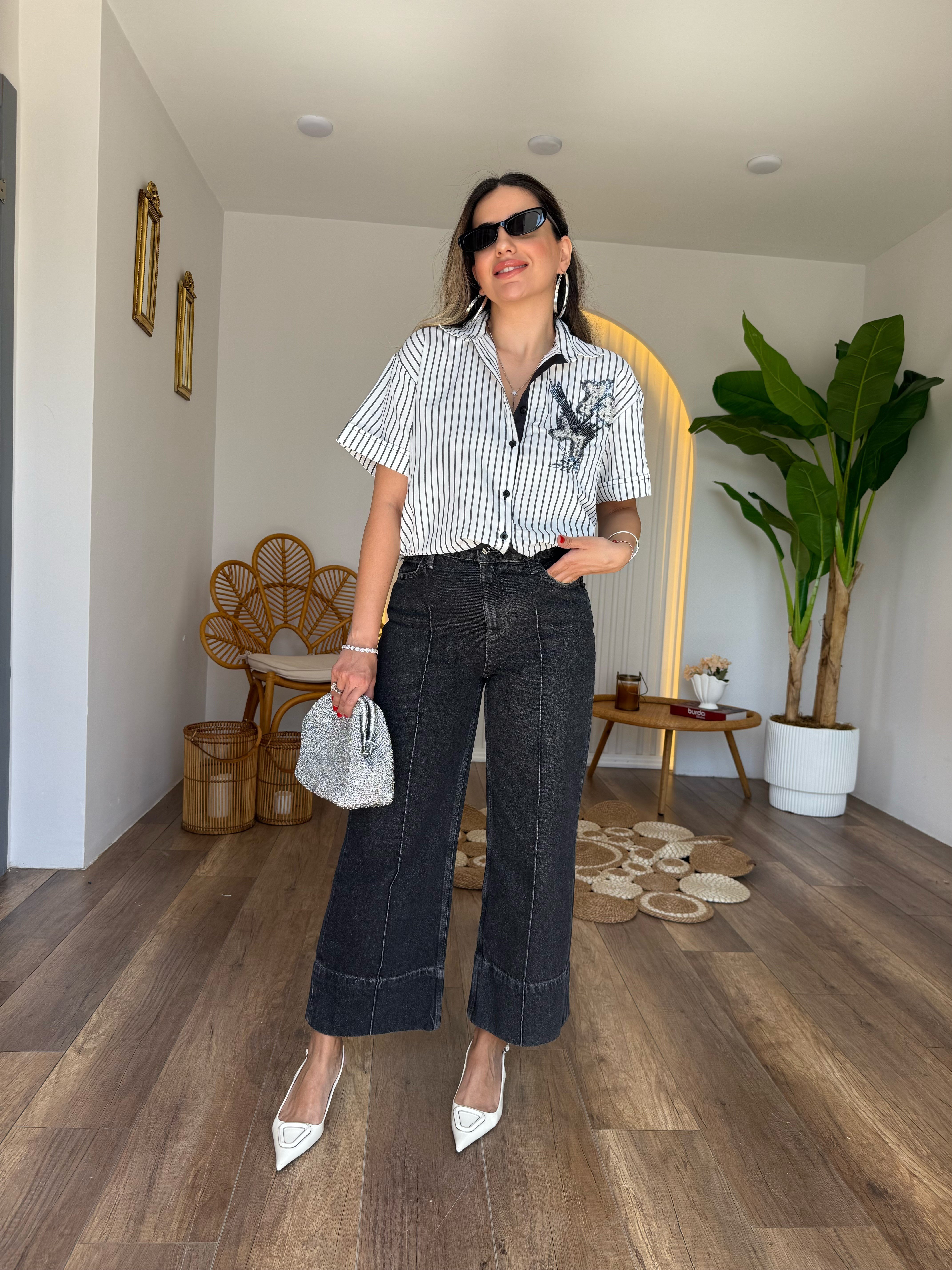 11179 Geniş Paça Ön Cepli Jean