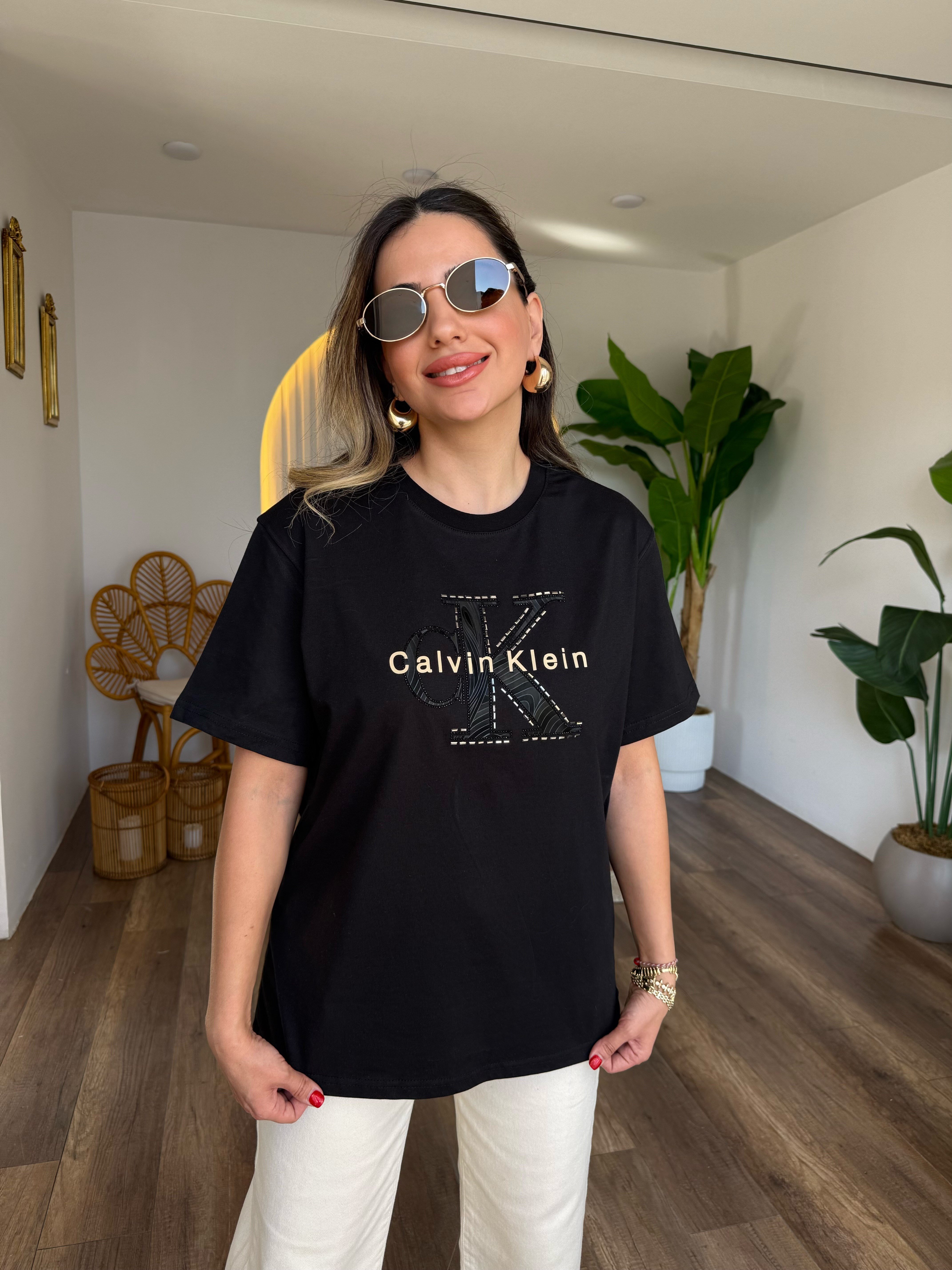 11286  Taş Detaylı Baskılı Orj Marka Tshirt