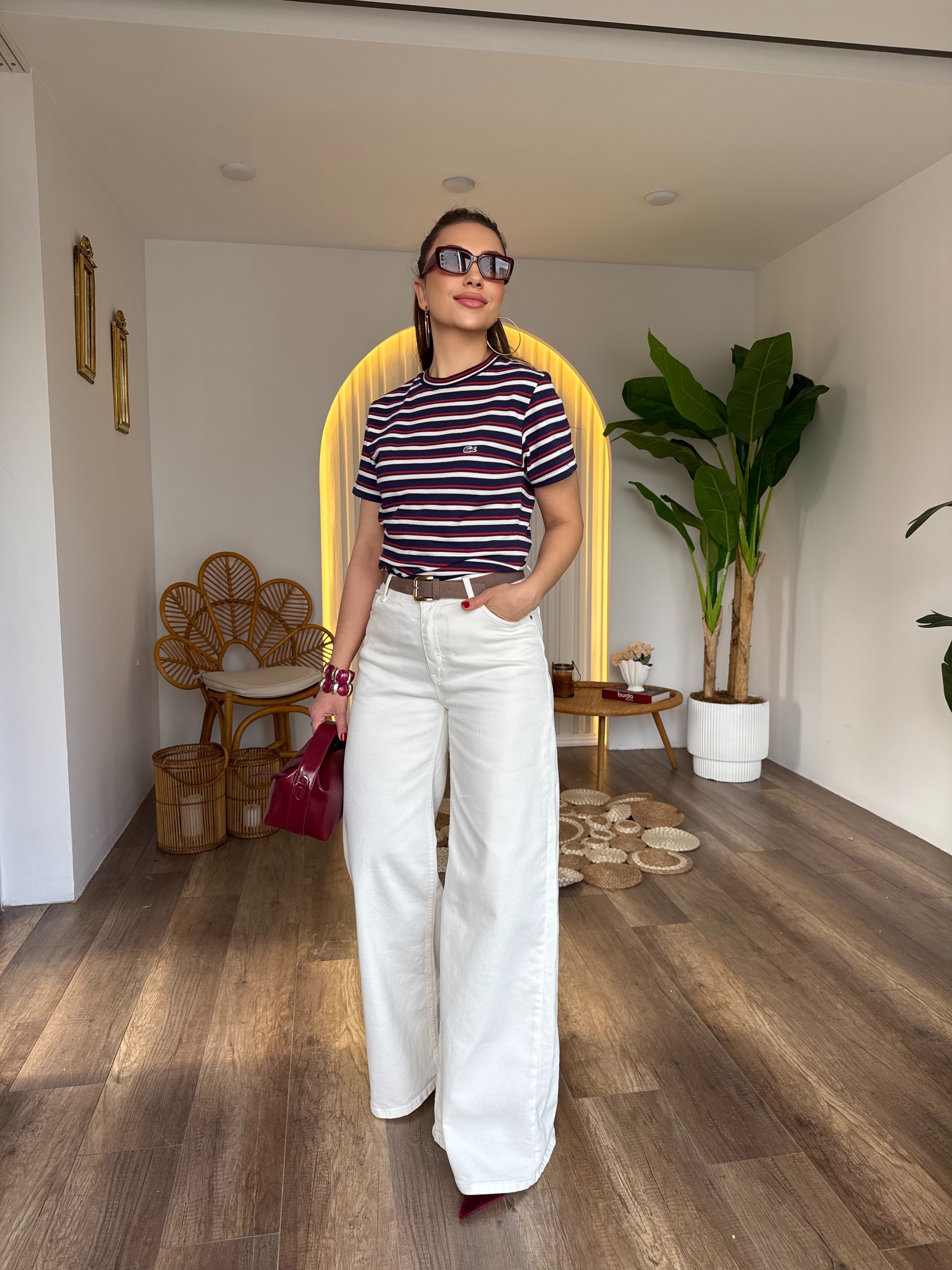 11547 Kemerli geniş Paça Kot Pantolon