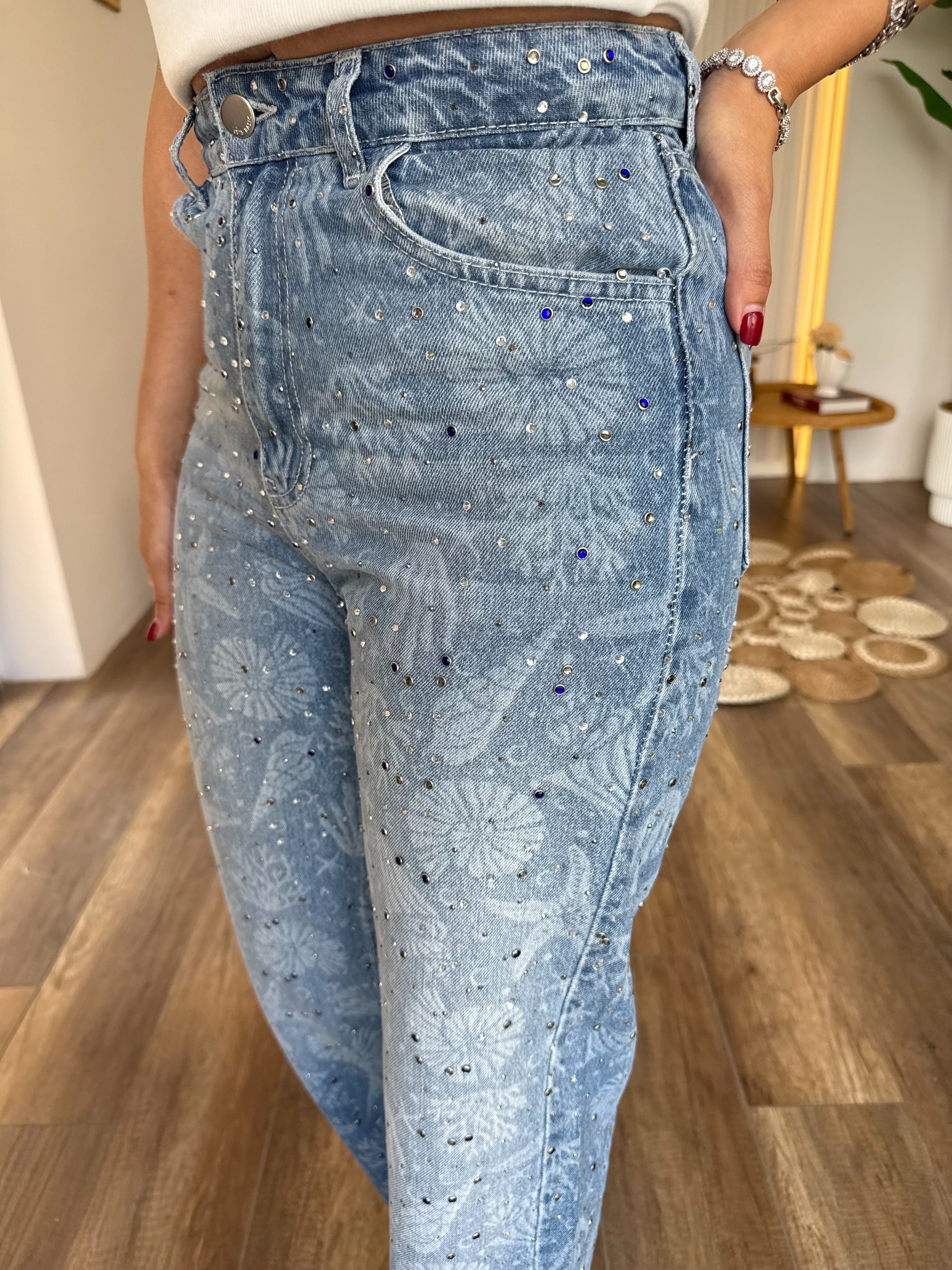 11680 Taşlı Tasarım Straight Jean