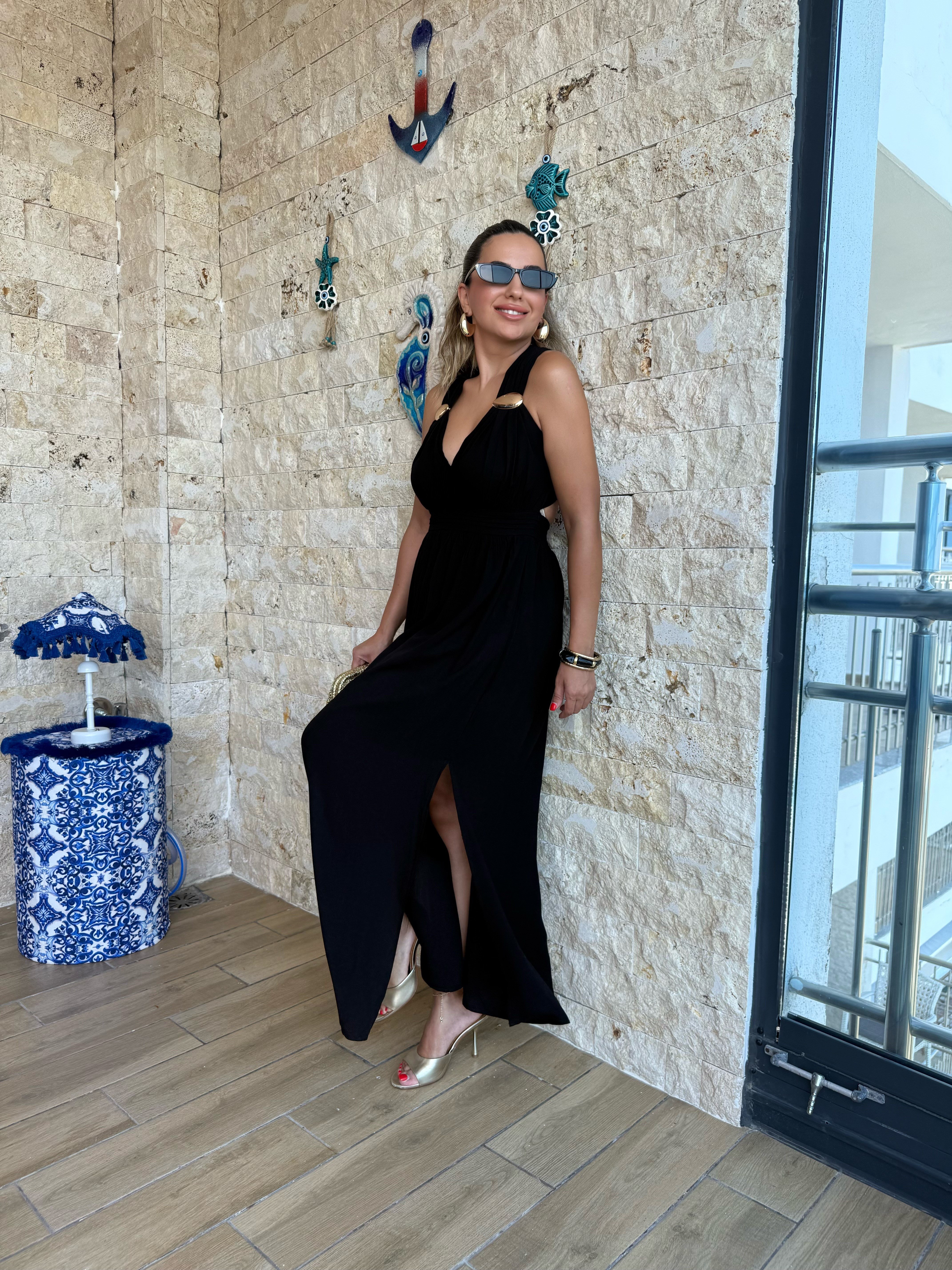 12089 Omuz Aksesuarlı Elbise