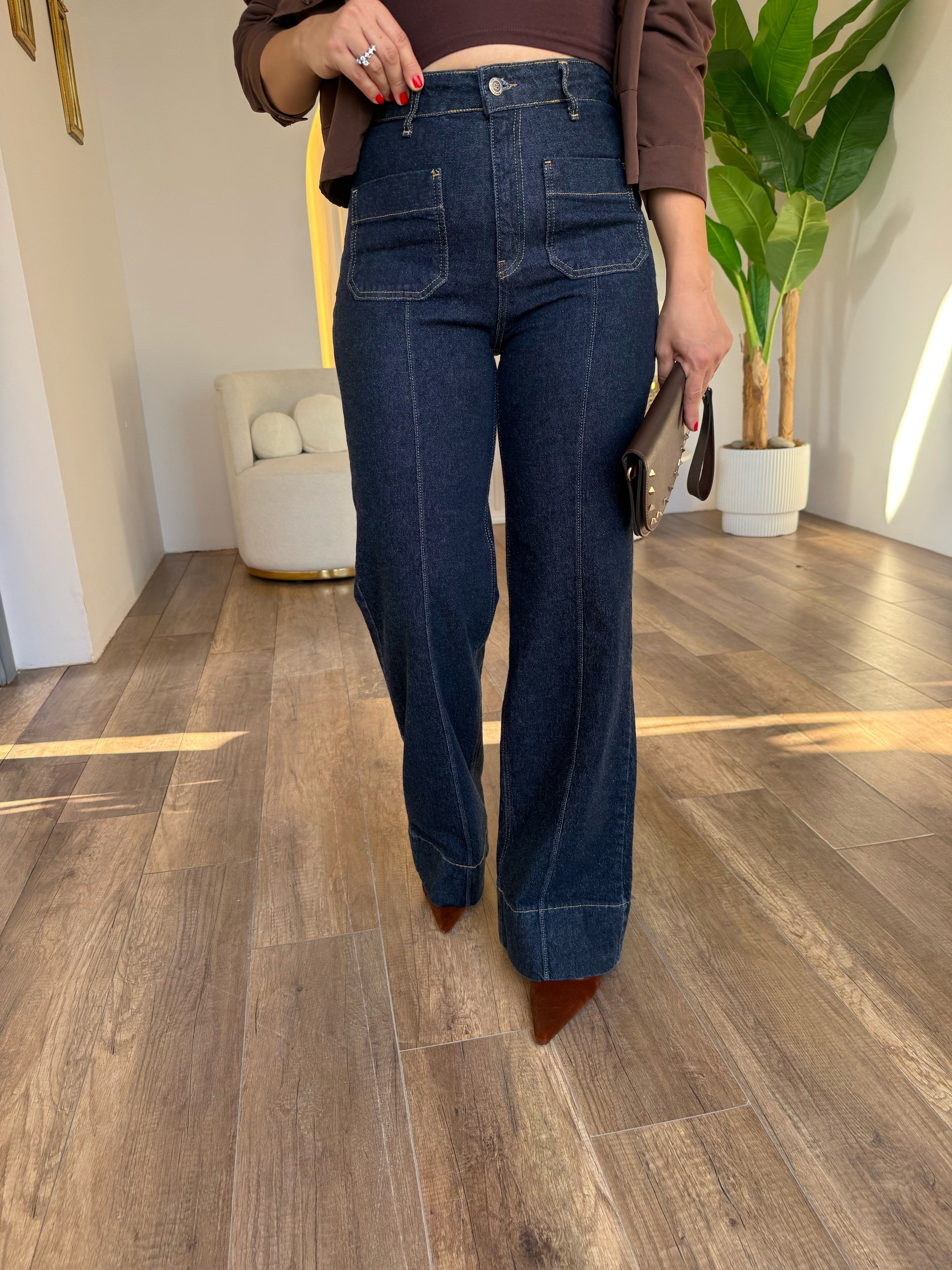 12143 Wide Leg Yıkamalı Jean