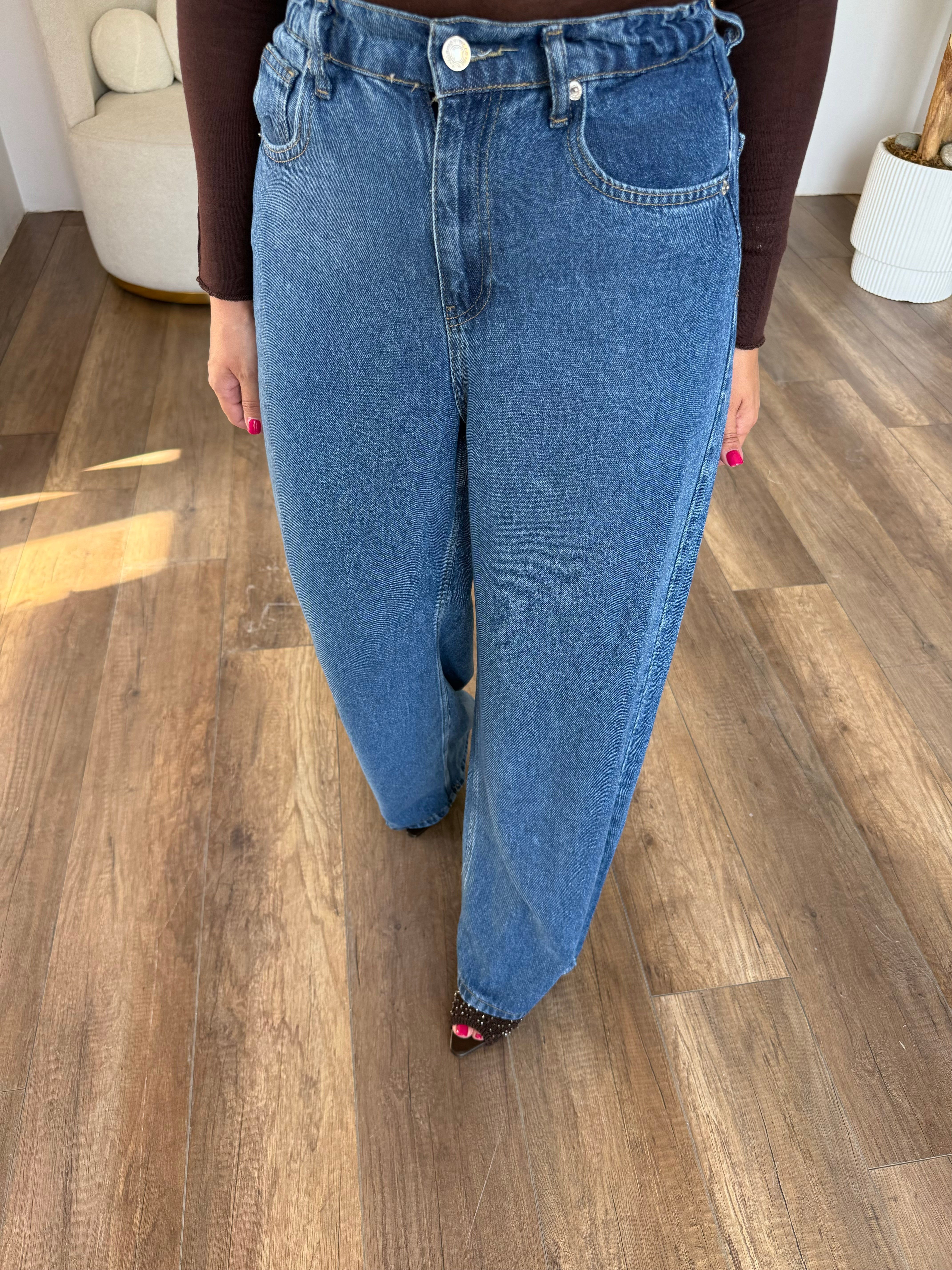 12252 Tensel Arka Beli Lastikli Jean