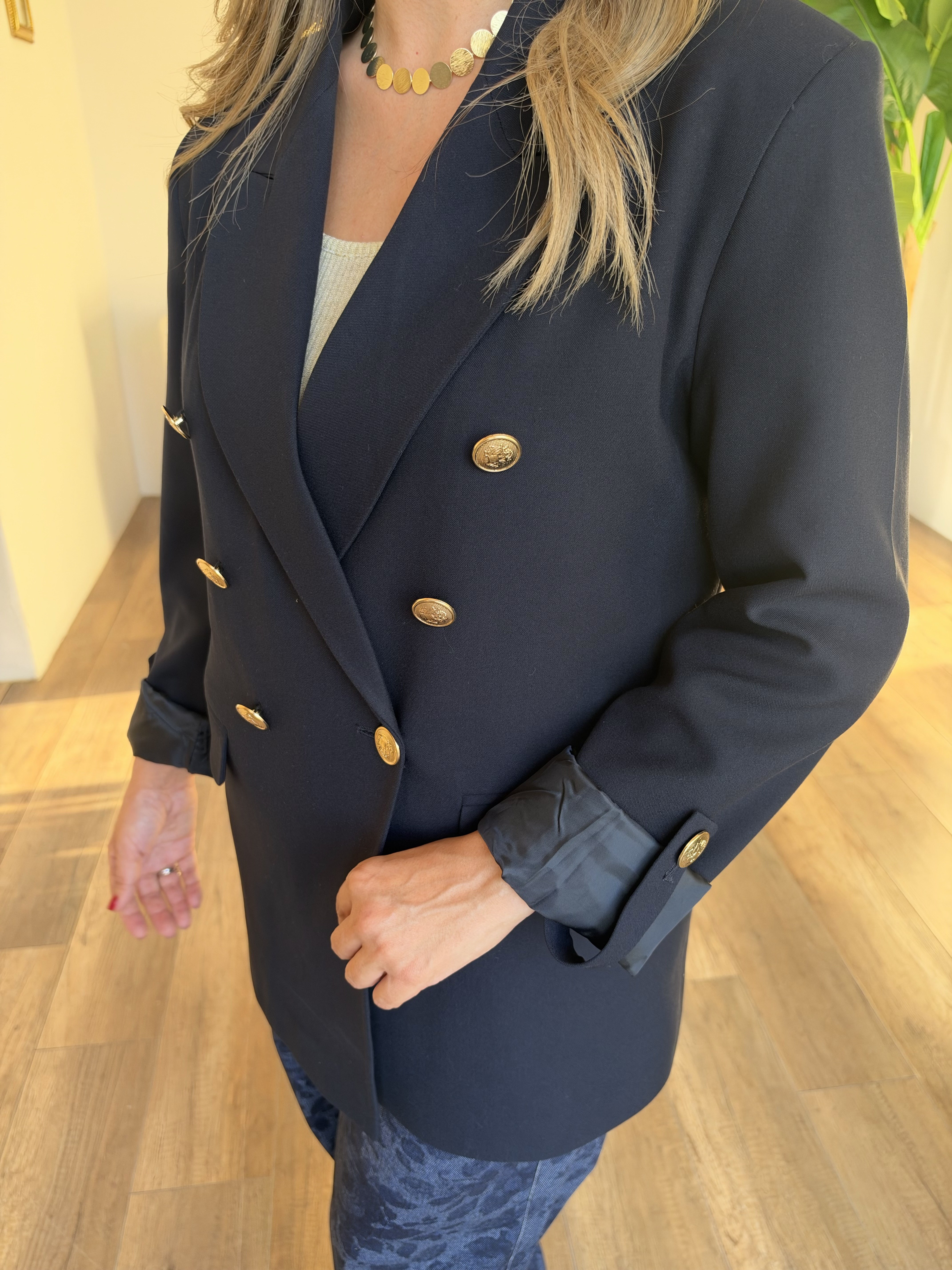 12327 Gold Düğme Detaylı Blazer Ceket